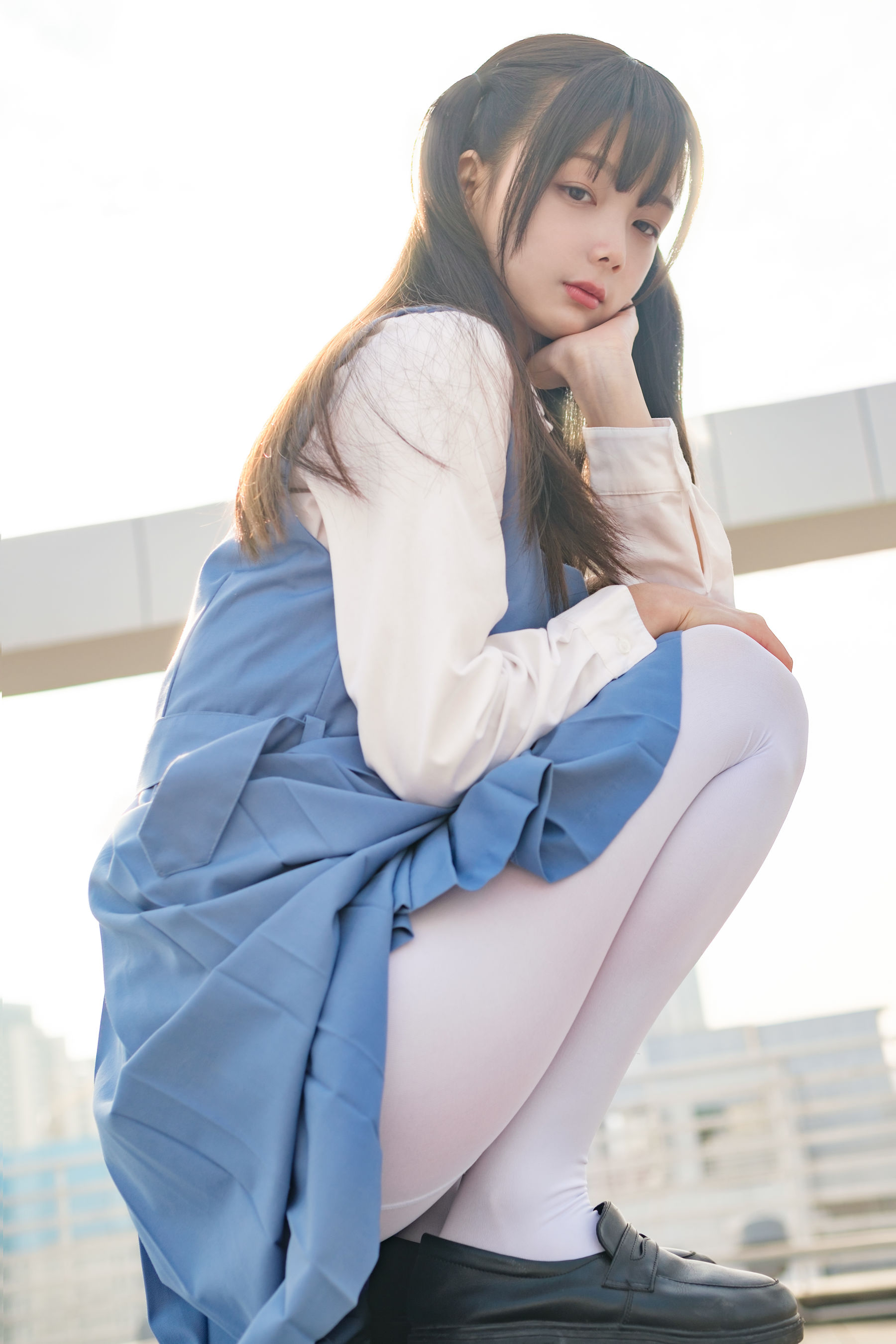 柴系小乖(稚乖画册) – 夜夜 天台真空80D白丝 Cosplay-第7张