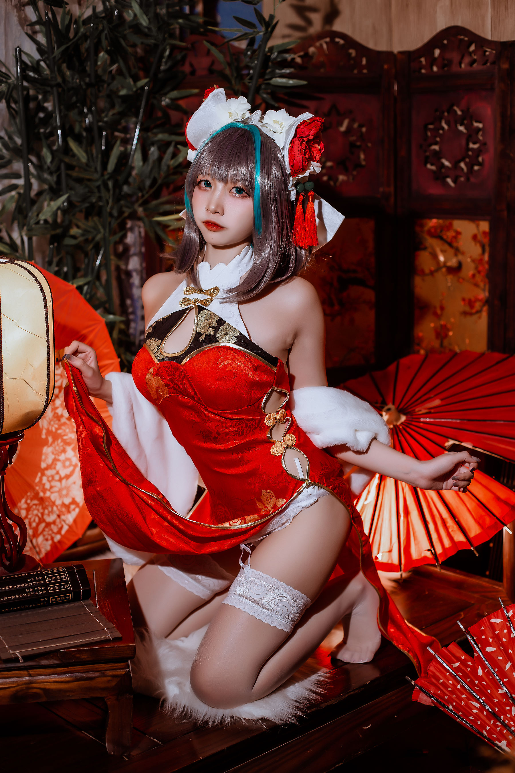 二佐Nisa – 碧蓝 柴郡旗袍 Cosplay-第17张