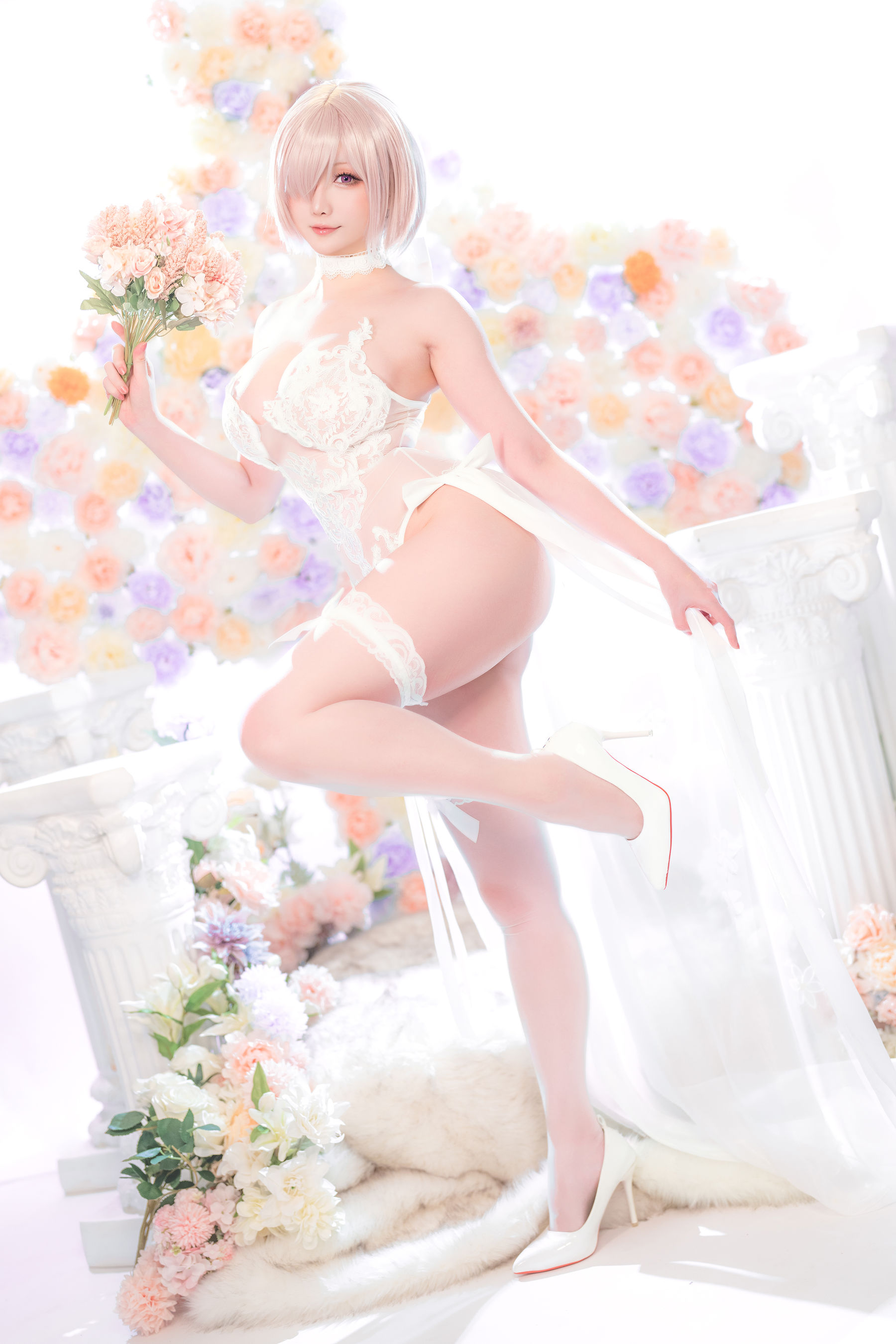 Coser小姐姐星之迟迟 – 玛修同人婚纱 Cosplay-第76张