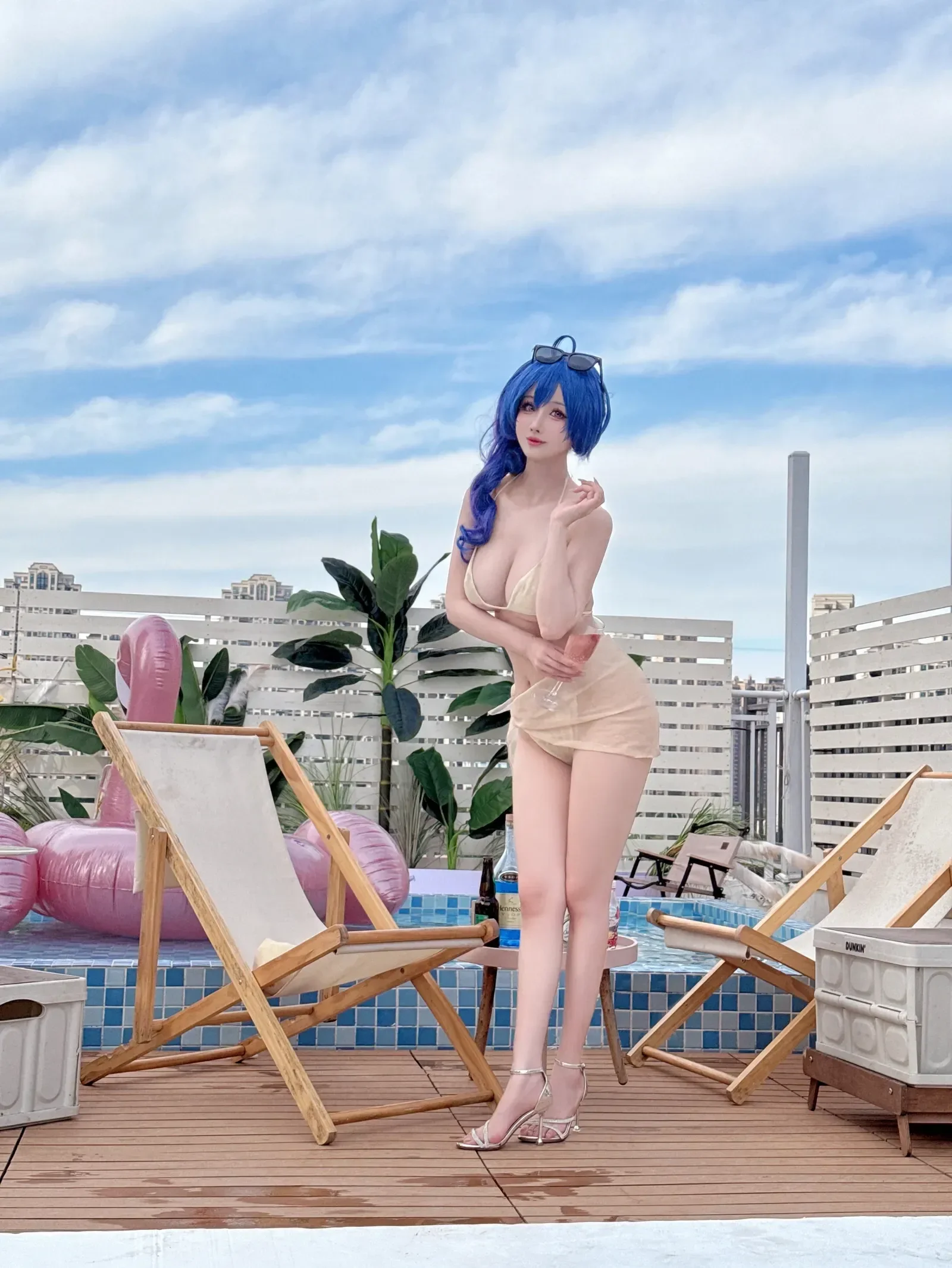 rioko凉凉子 – 圣路易斯 香槟色比基尼 Cosplay-第32张