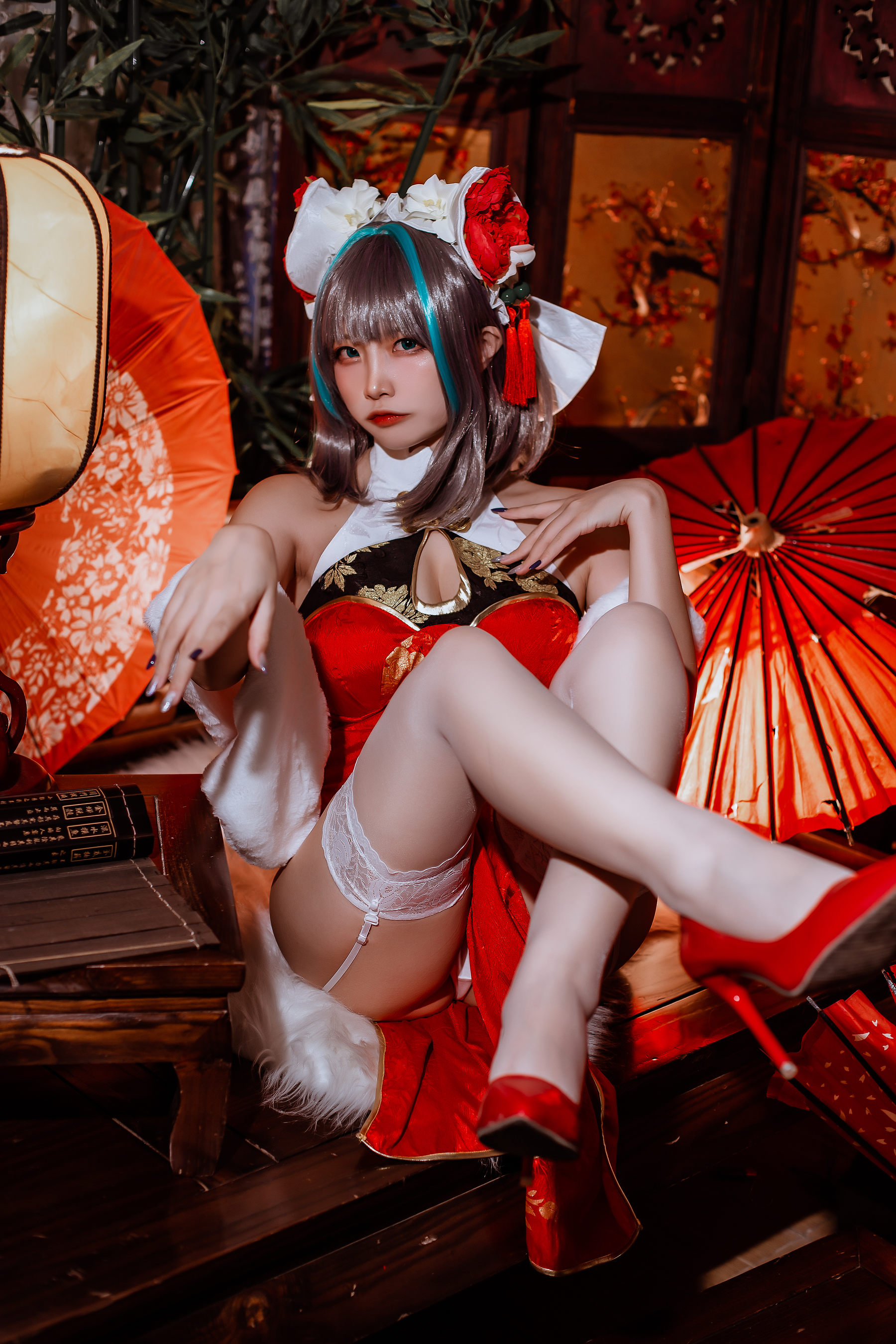 二佐Nisa – 碧蓝 柴郡旗袍 Cosplay-第11张