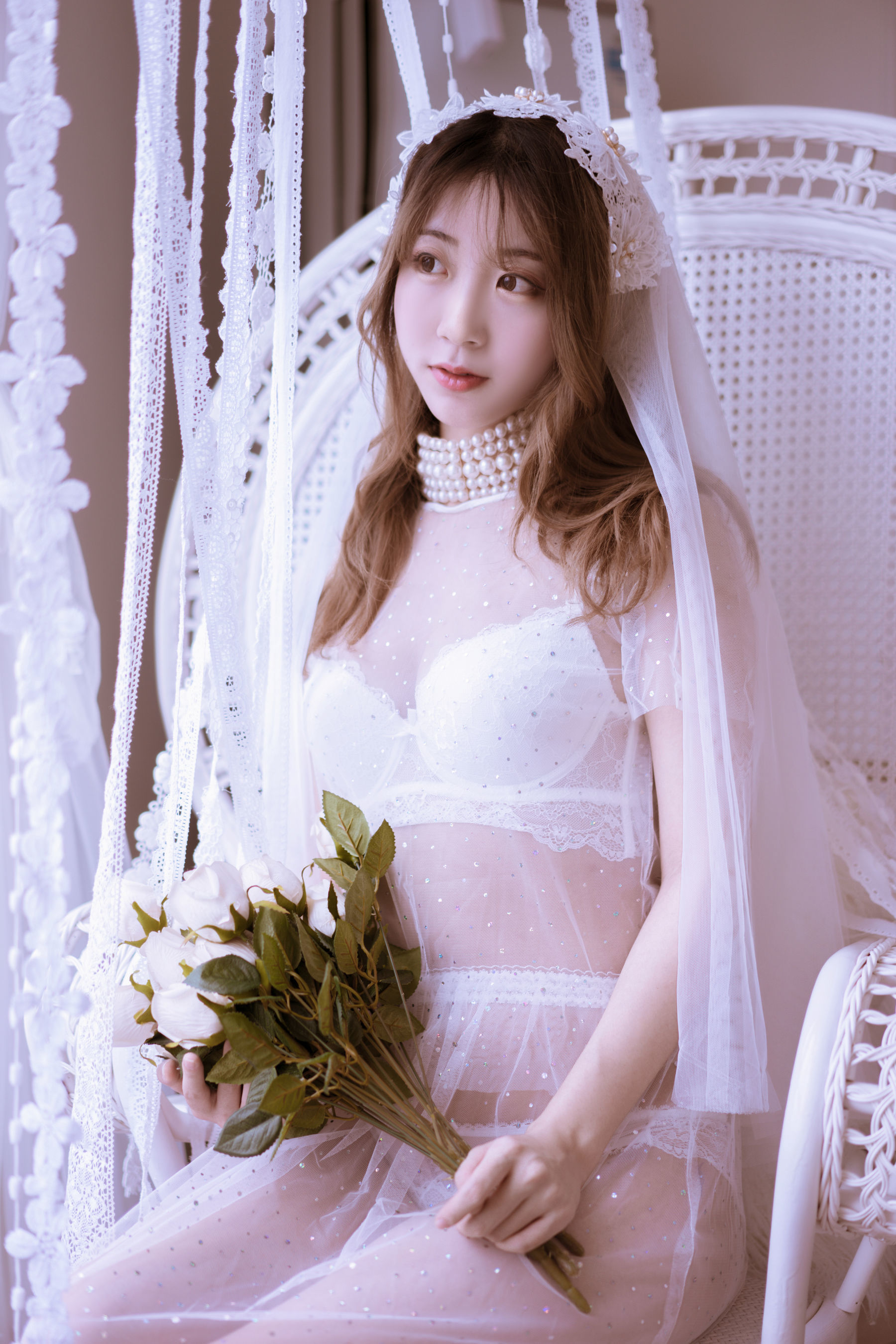 [萝莉COS] 黑川 – 年上彼女 婚纱+毛衣 Cosplay-第39张