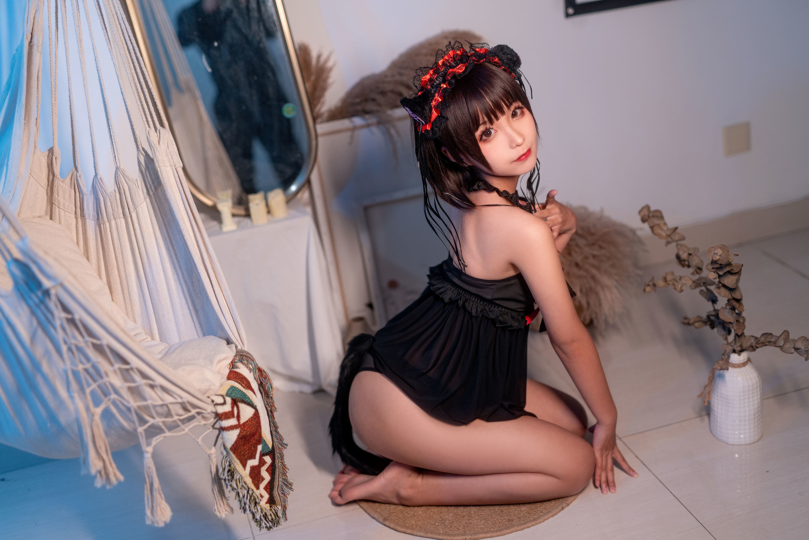 动漫博主蠢沫沫 黑睡裙 Cosplay-第3张