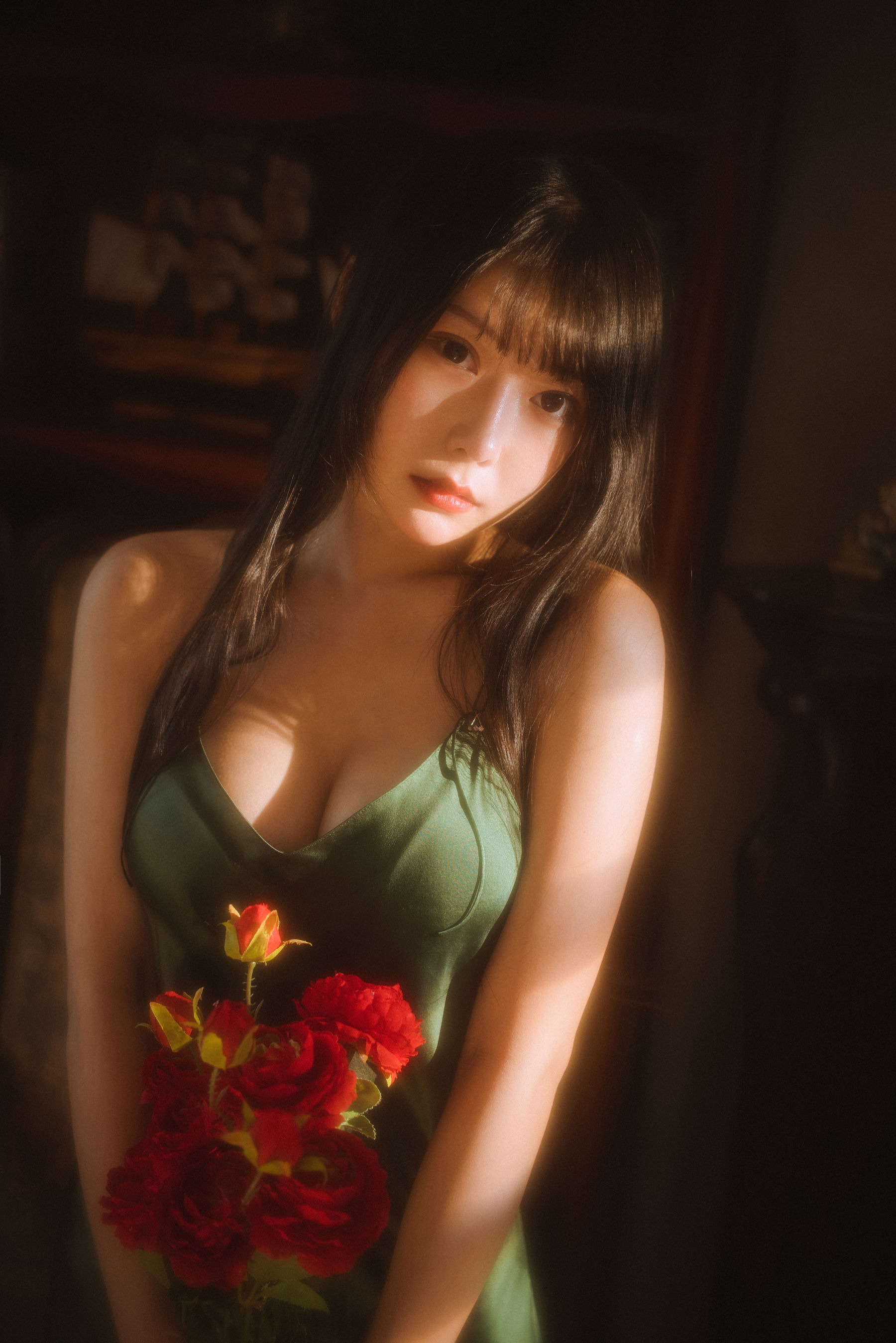 香草喵露露 – 杨枝甘露 绿色连衣裙 Cosplay-第3张