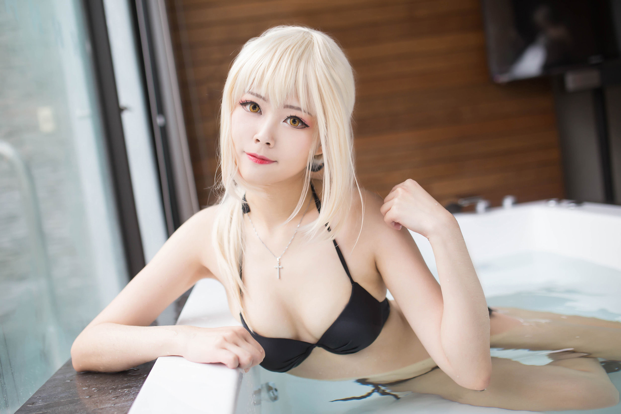 Coser萱-KaYa – 黑贞 黑呆毛下着 Cosplay-第4张