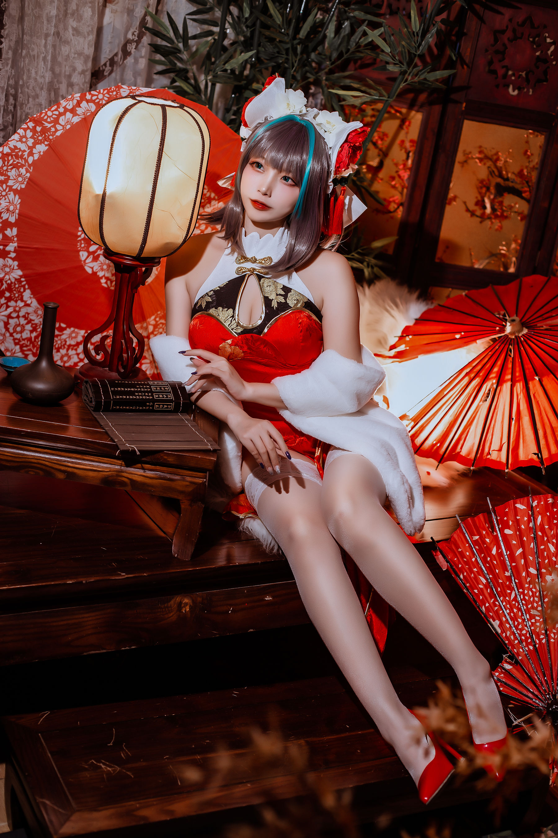 二佐Nisa – 碧蓝 柴郡旗袍 Cosplay-第29张