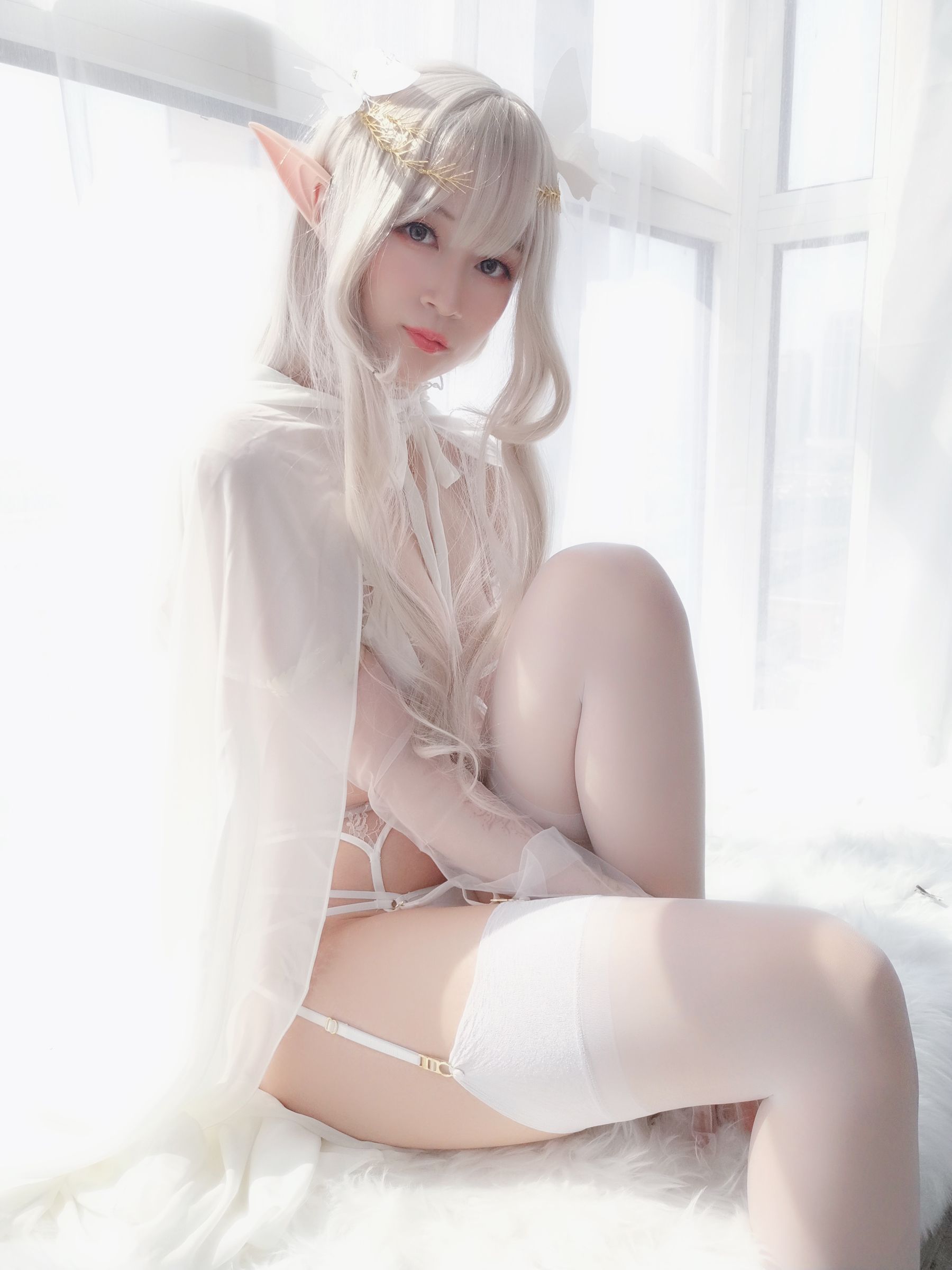 Coser小姐姐白银 纯白精灵 Cosplay-第9张