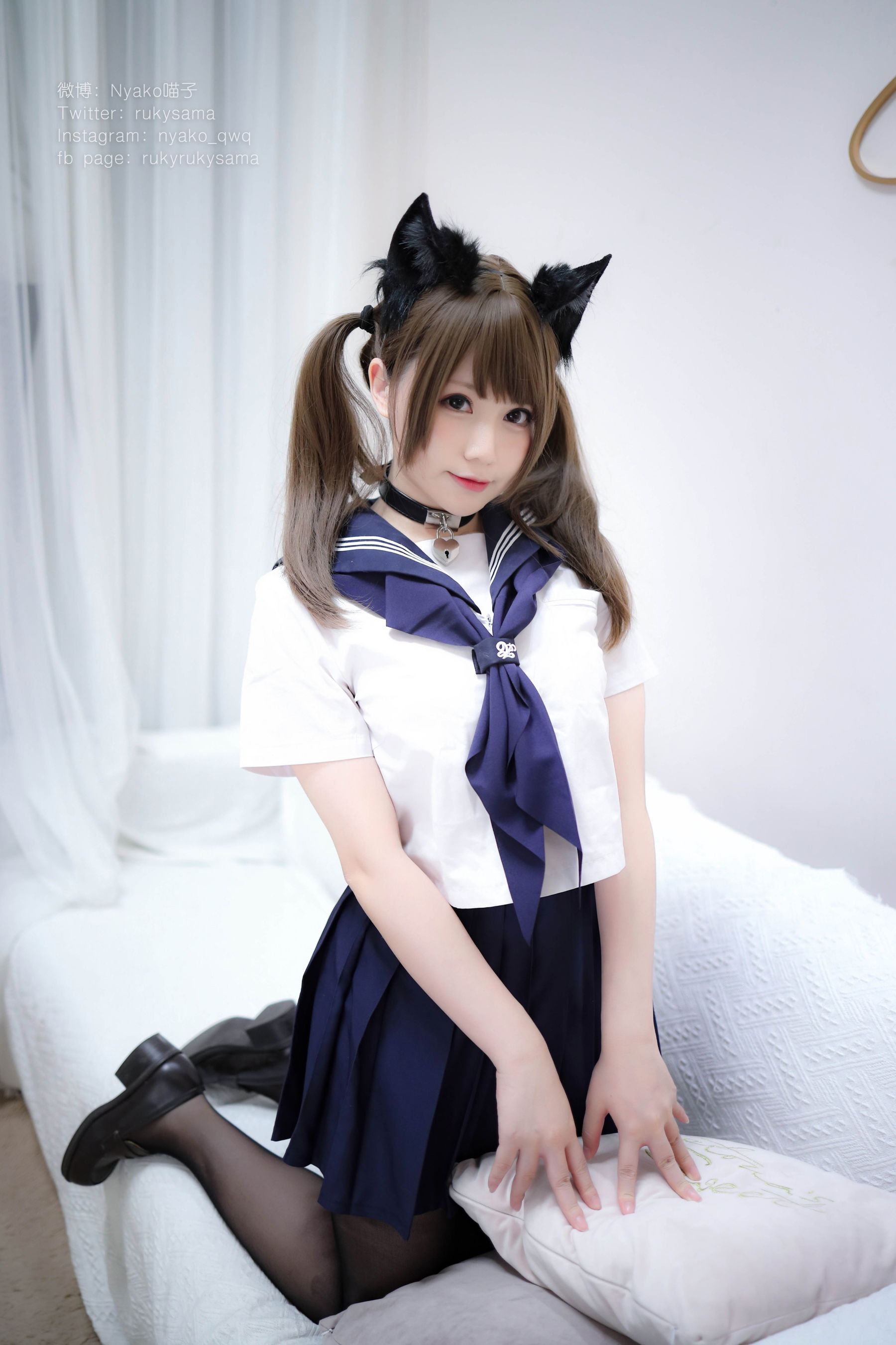 萌妹子Nyako喵子 黑丝水手服猫娘 Cosplay-第69张