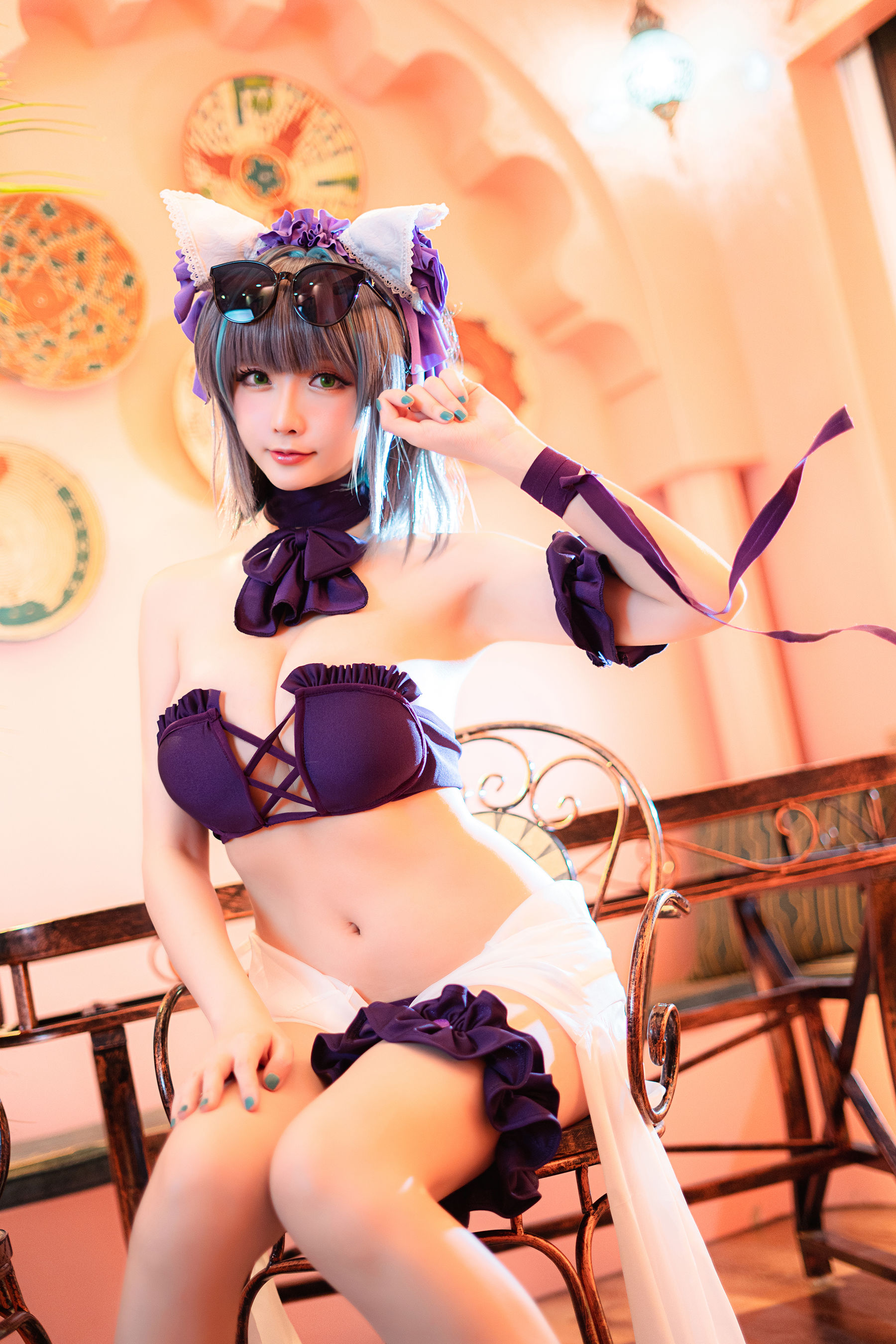 Coser小姐姐星之迟迟 – R-Maid《柴郡泳装》 Cosplay-第33张