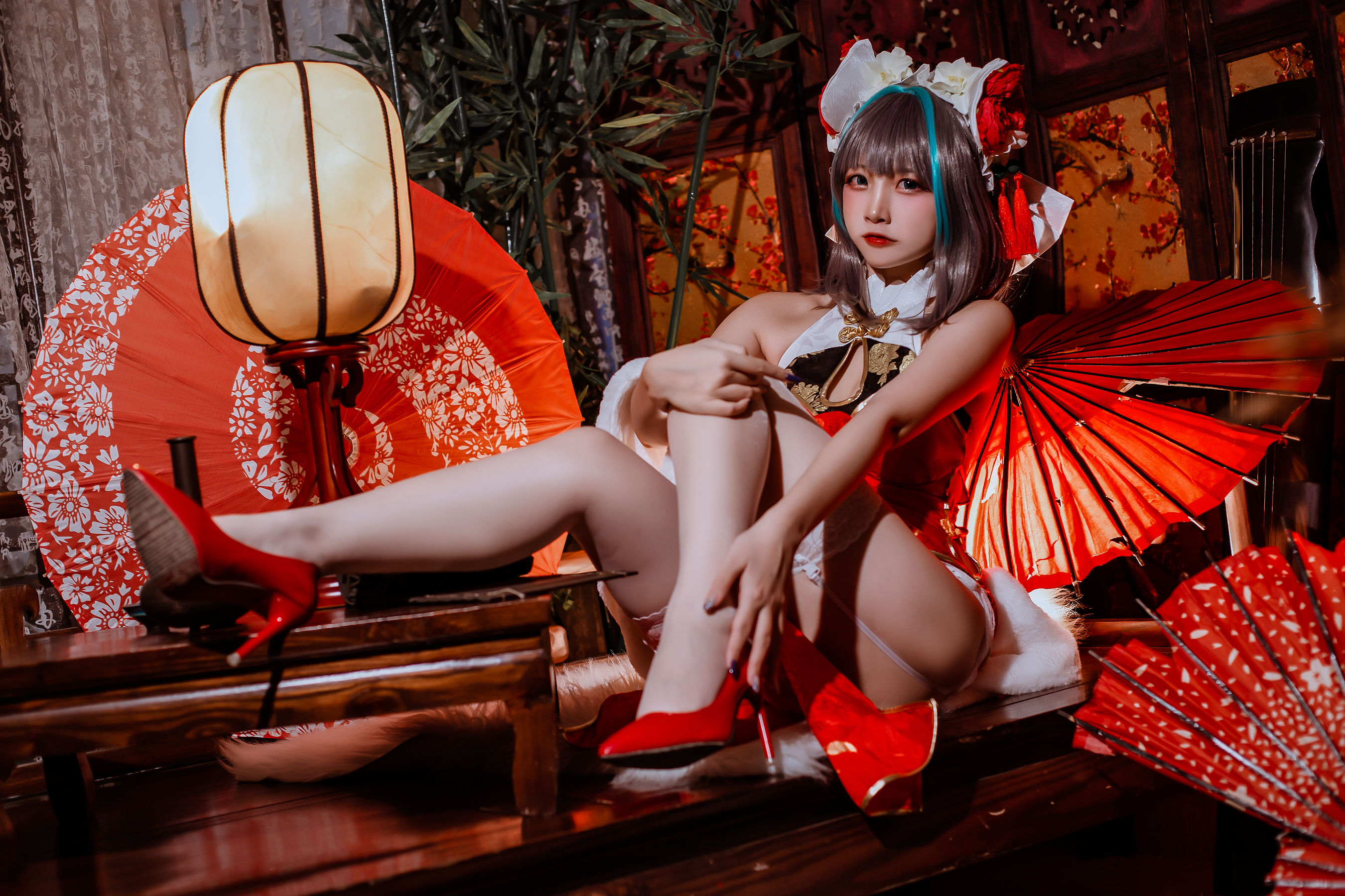 二佐Nisa – 碧蓝 柴郡旗袍 Cosplay-第8张