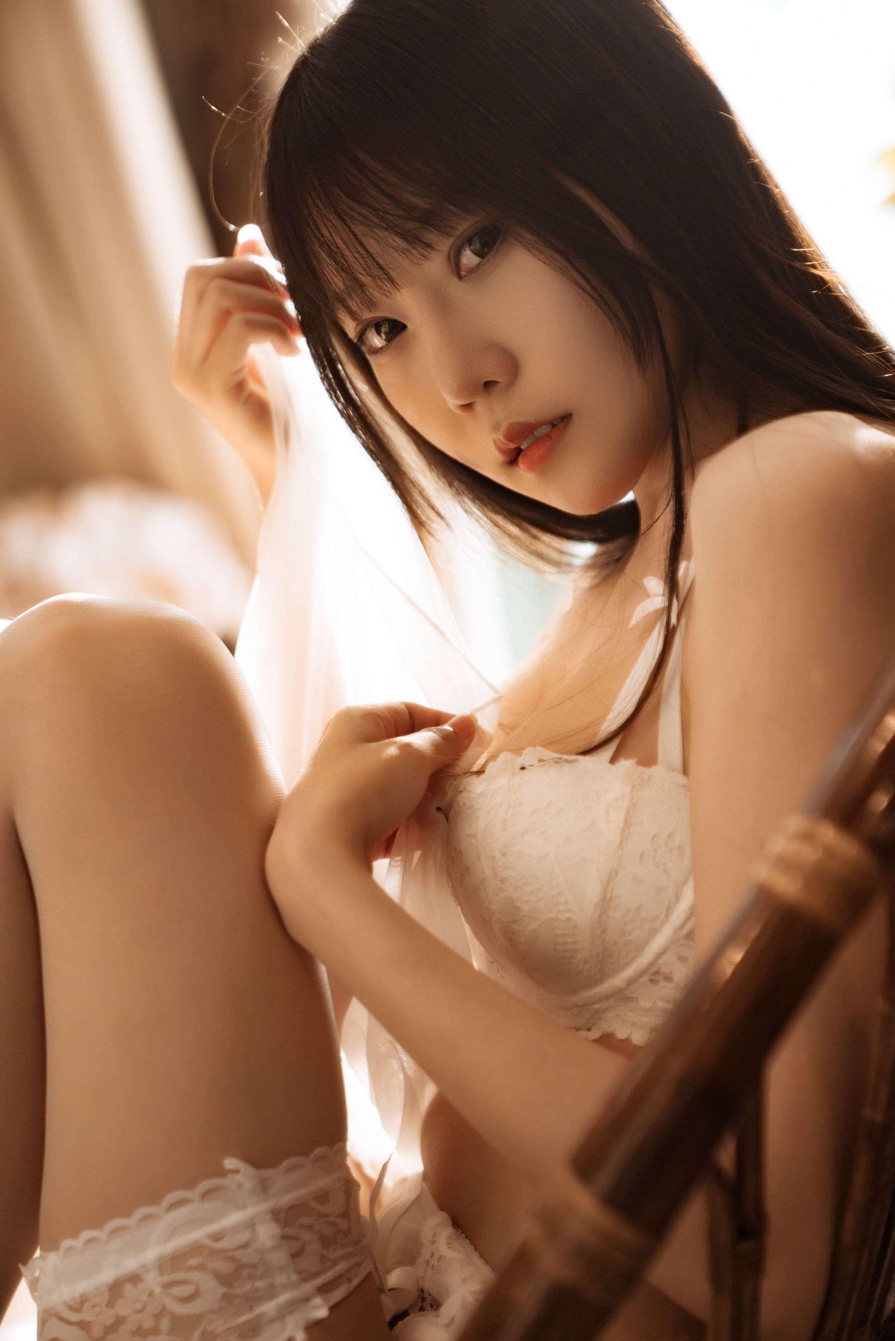 香草喵露露 – 室内白色蕾丝 Cosplay-第71张