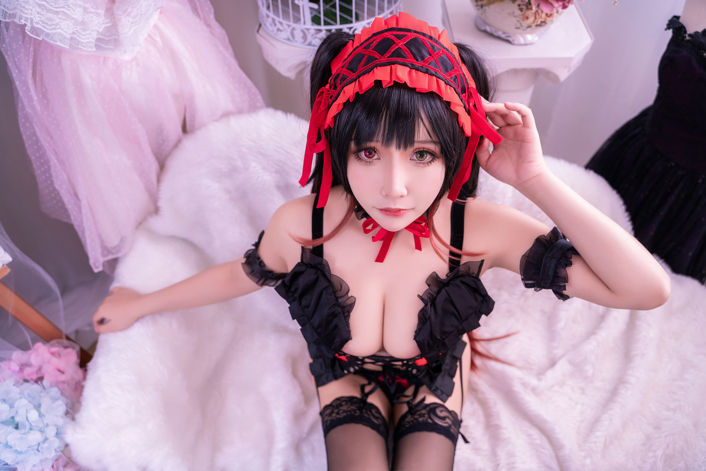 [萝莉COS] 二次元妹子抱走莫子aa – 狂三 黑色蕾丝 Cosplay-第8张
