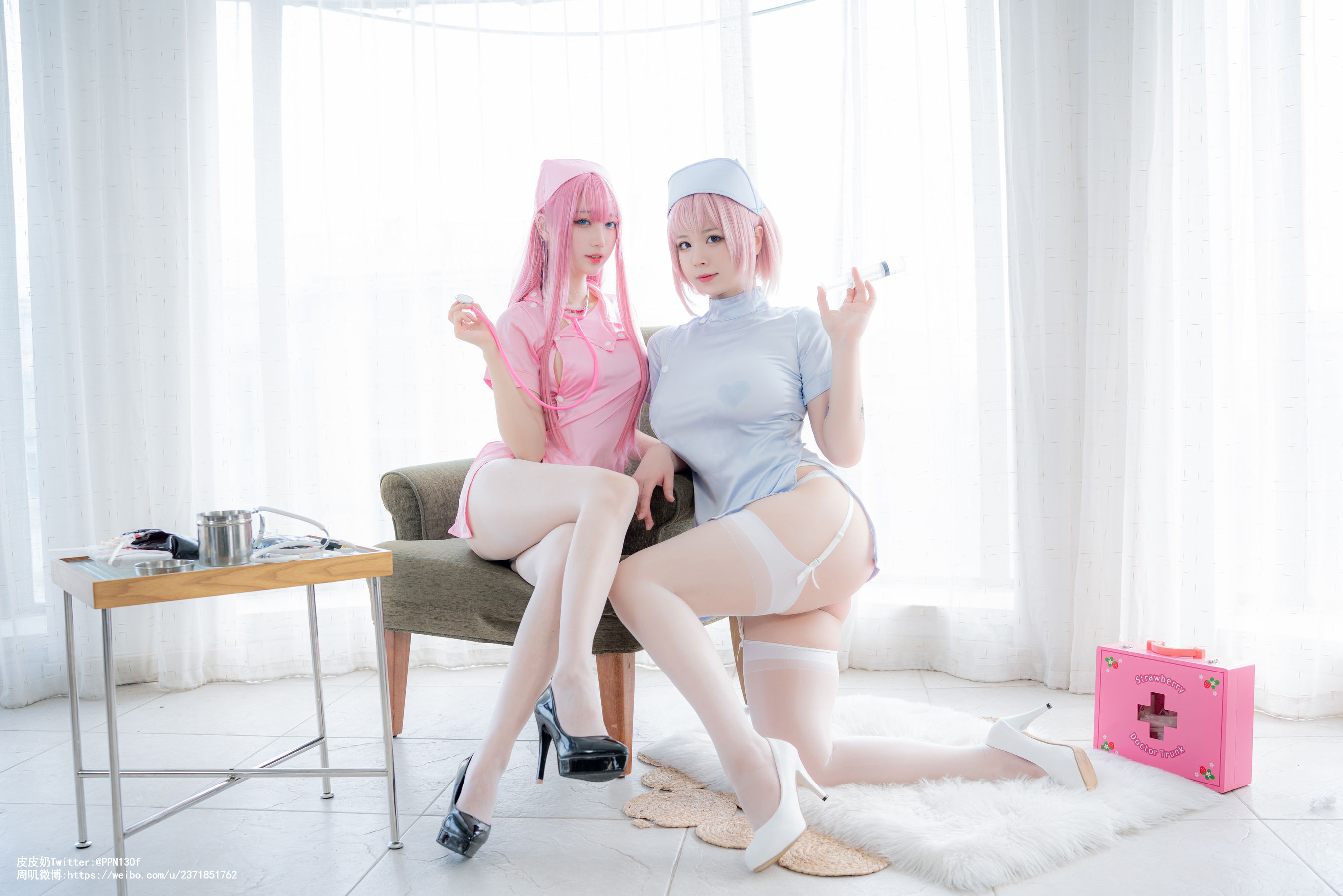 皮皮奶可可爱了啦周叽是可爱兔兔 – 粉蓝护士 Cosplay-第47张