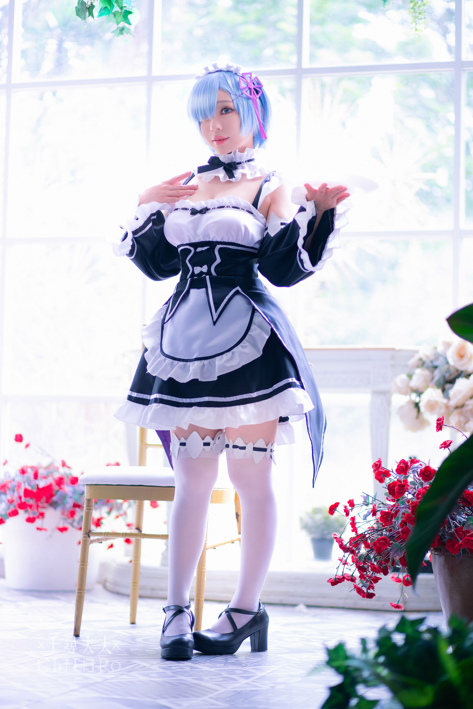 Cos妹子千寻 – 蕾姆Rem Cosplay-第3张
