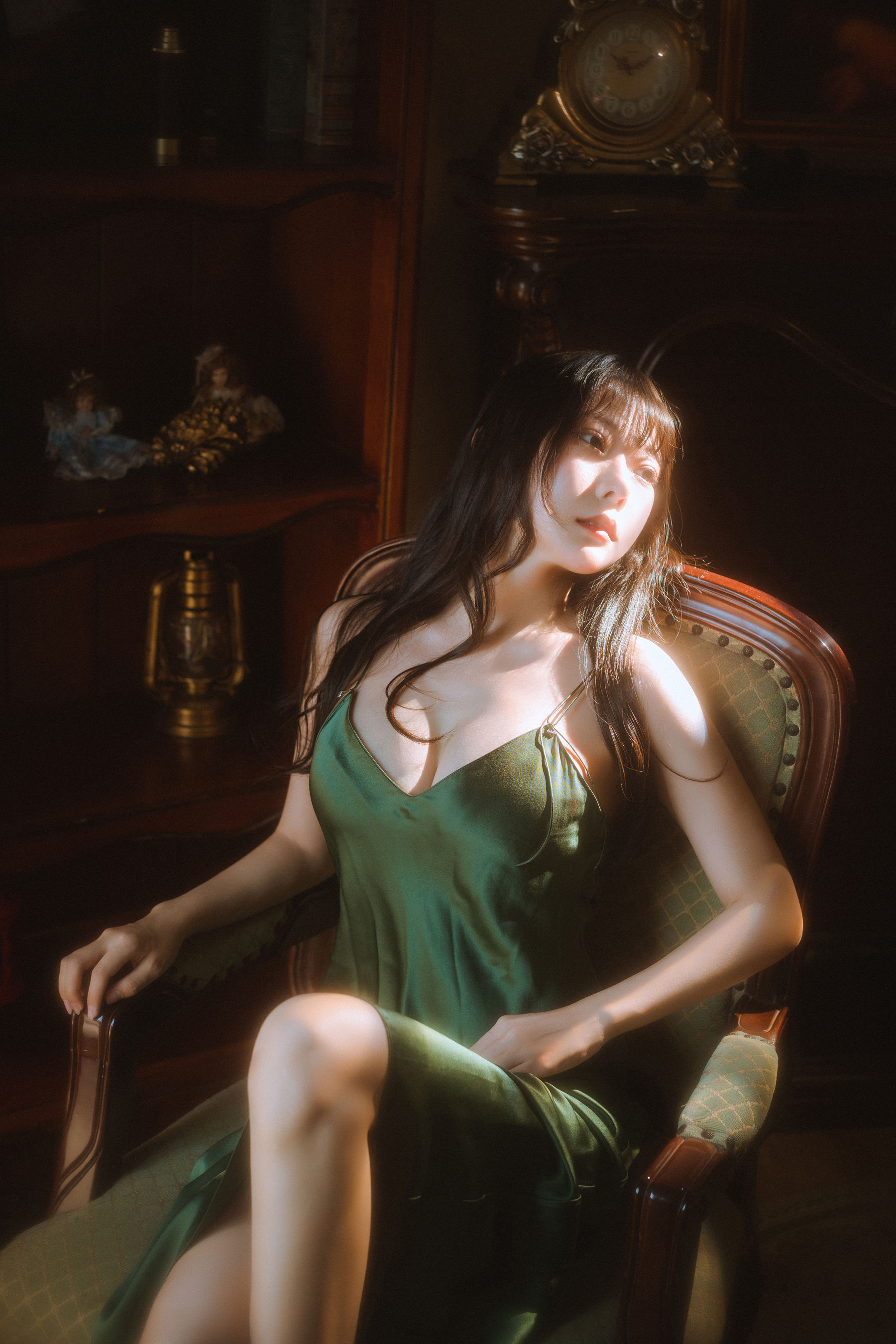 香草喵露露 – 杨枝甘露 绿色连衣裙 Cosplay-第35张