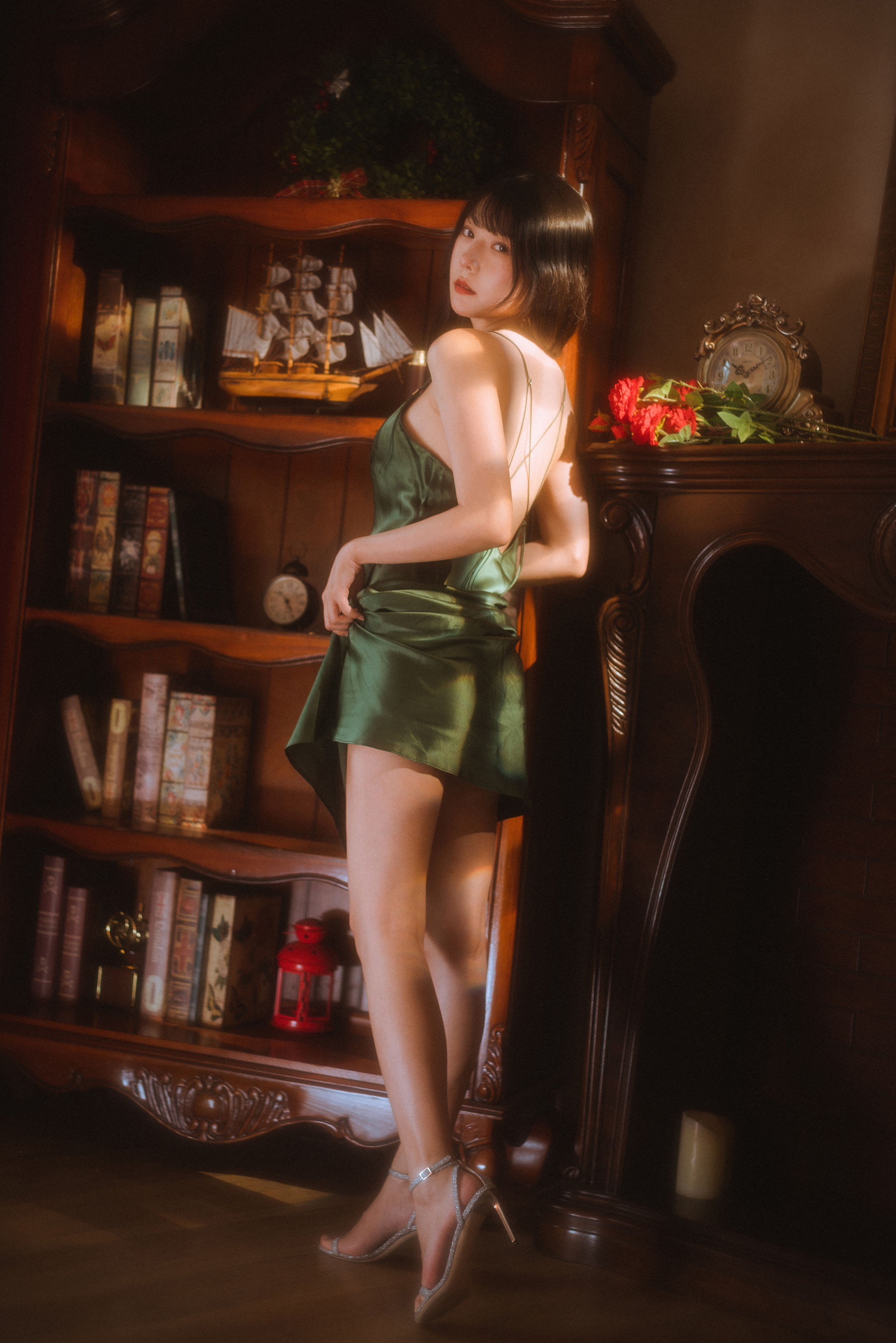 香草喵露露 – 杨枝甘露 绿色连衣裙 Cosplay-第38张