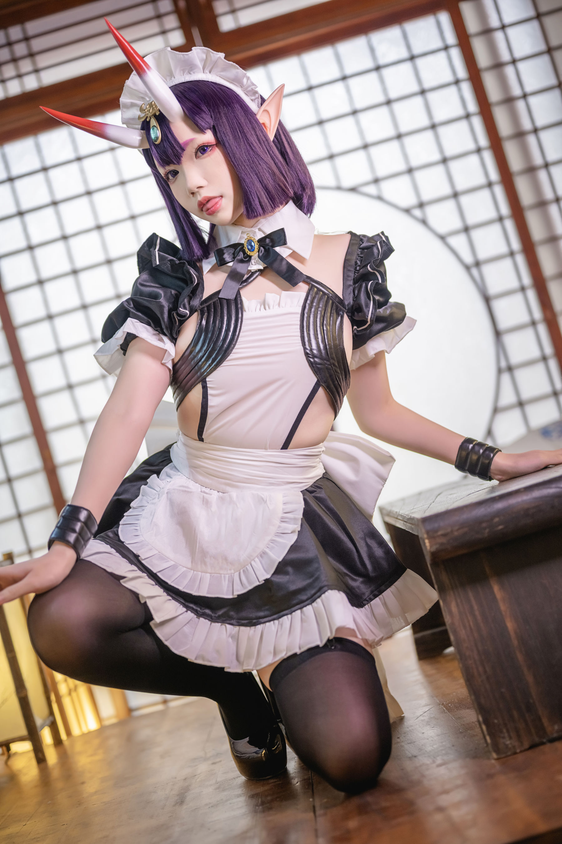 动漫博主雪晴Astra – 酒吞童子 女仆 Cosplay-第1张