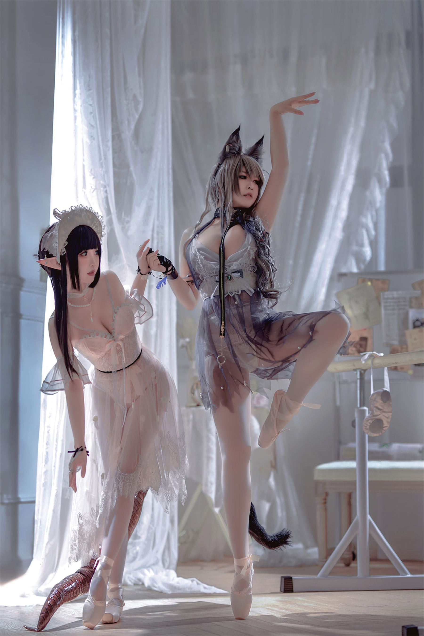 面饼仙儿半半子 – Arknights 黑x森蚺バレエ Cosplay-第6张