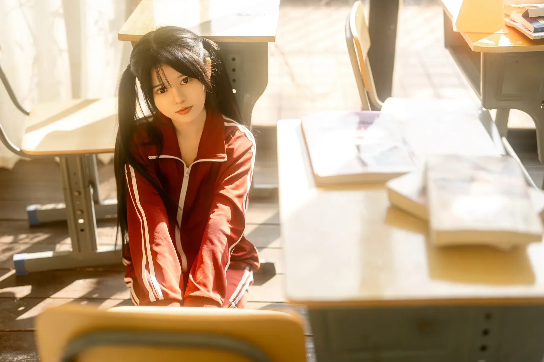 rua阮阮 – 课间阳光-红色校服 Cosplay-第42张