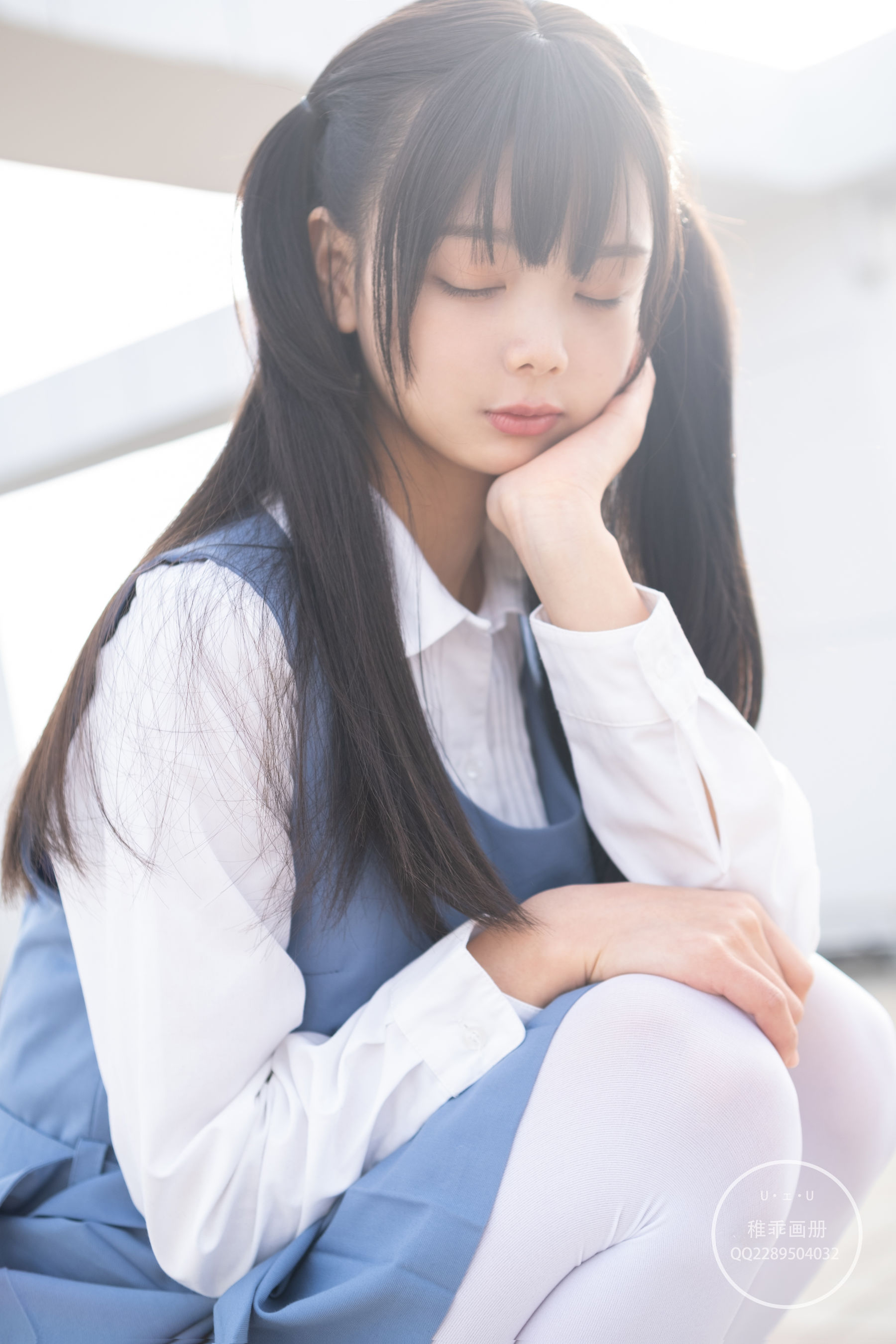 柴系小乖(稚乖画册) – 夜夜 天台真空80D白丝 Cosplay-第8张
