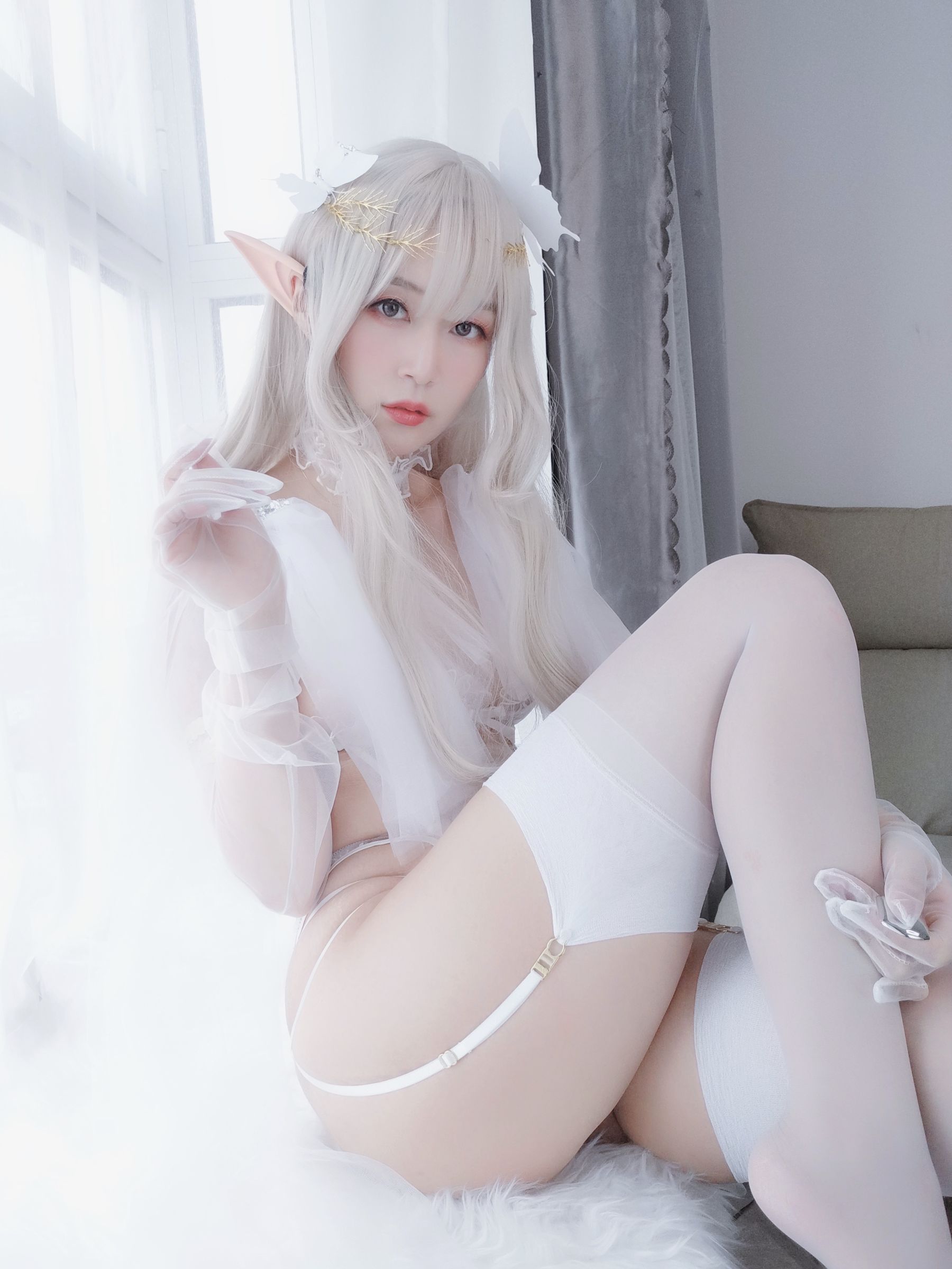 Coser小姐姐白银 纯白精灵 Cosplay-第6张