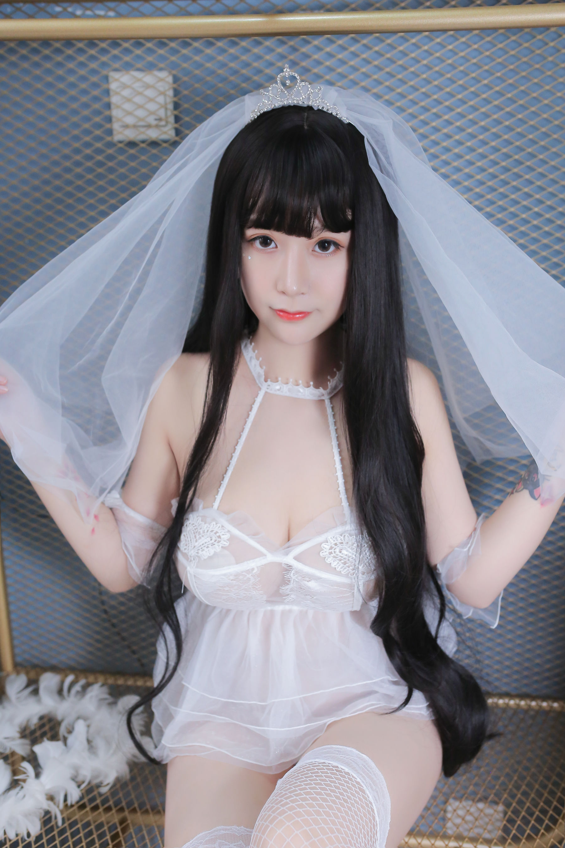 巨乳猫九酱Sakura – 长发婚纱 Cosplay-第50张