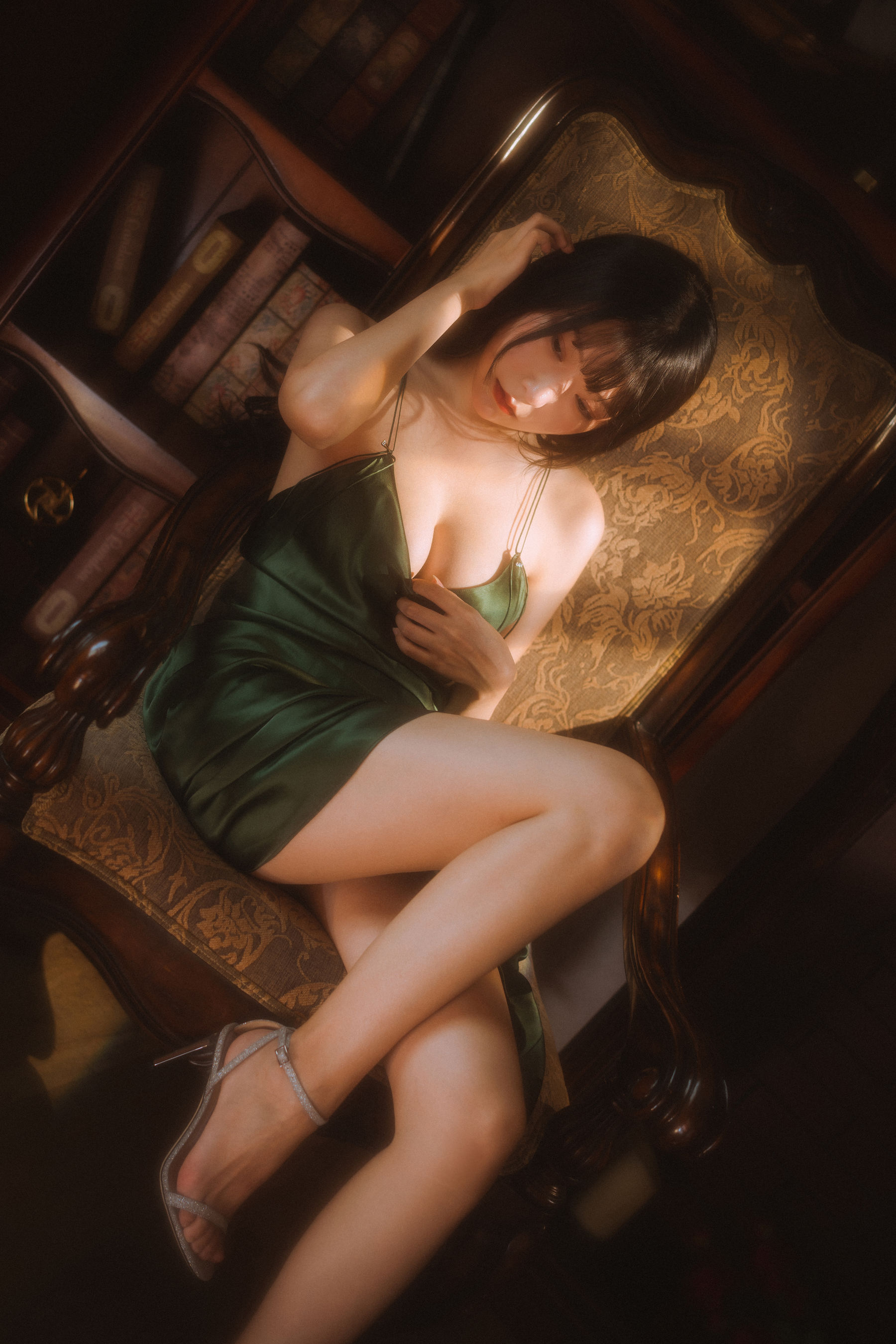香草喵露露 – 杨枝甘露 绿色连衣裙 Cosplay-第32张