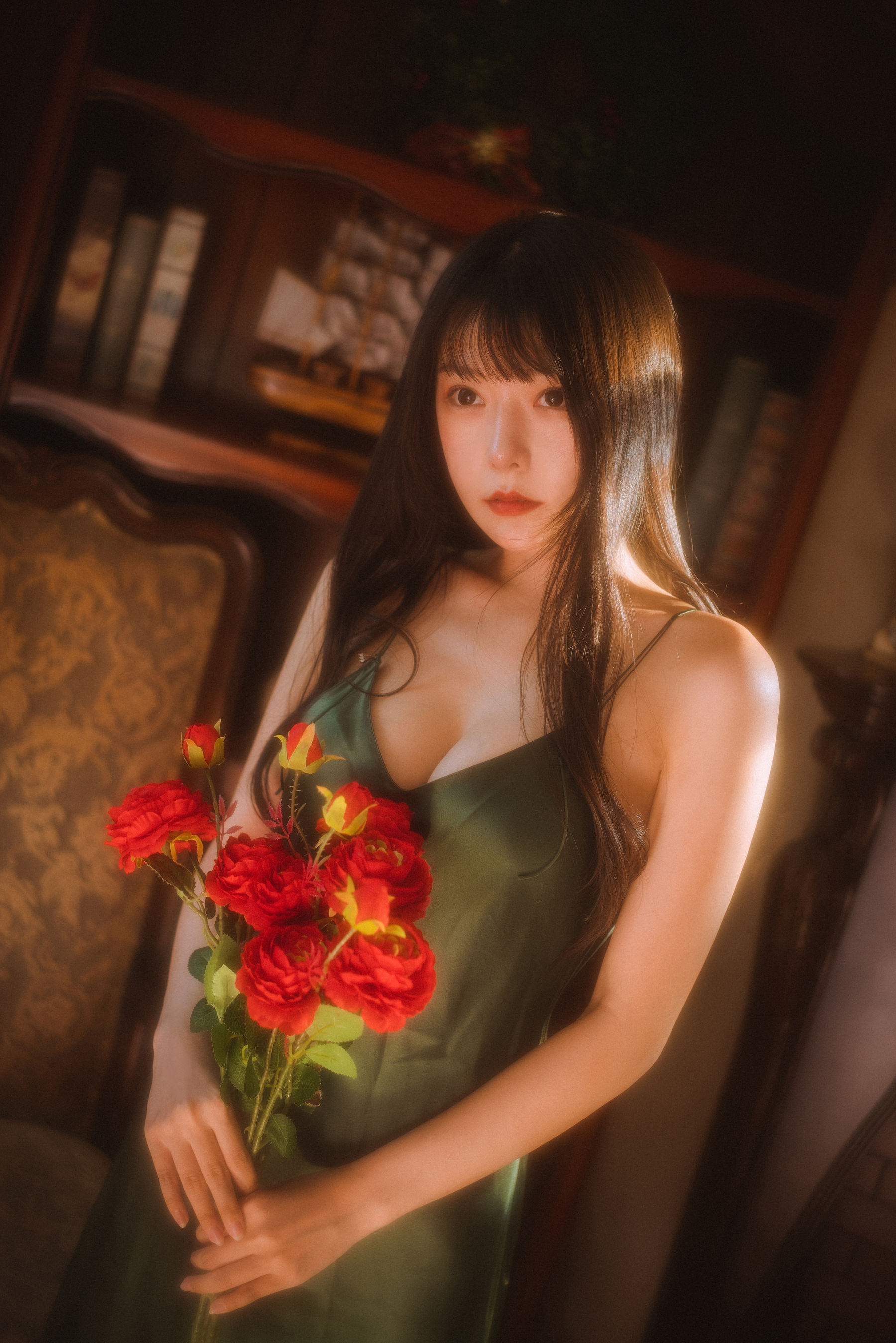 香草喵露露 – 杨枝甘露 绿色连衣裙 Cosplay-第30张