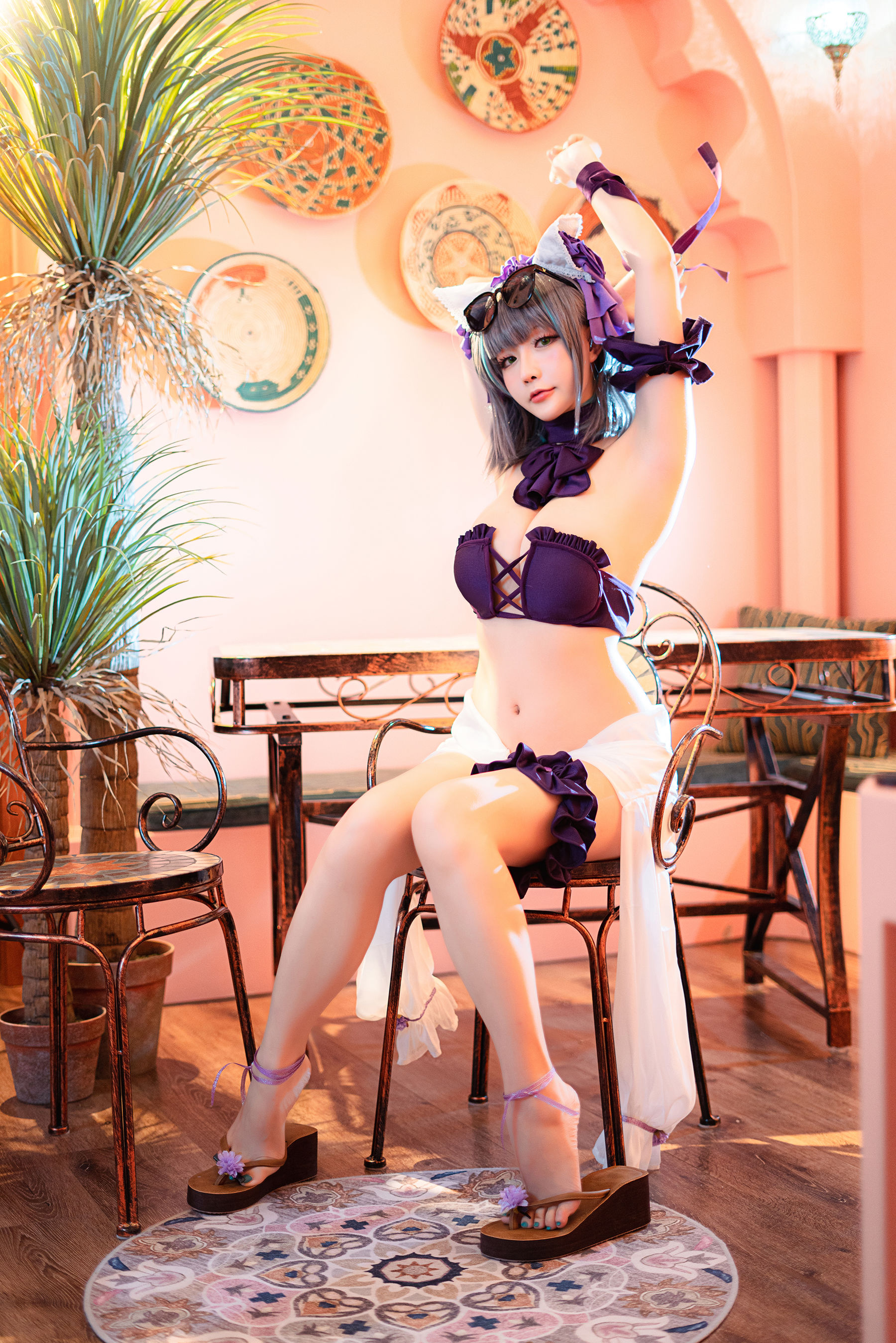 Coser小姐姐星之迟迟 – R-Maid《柴郡泳装》 Cosplay-第32张