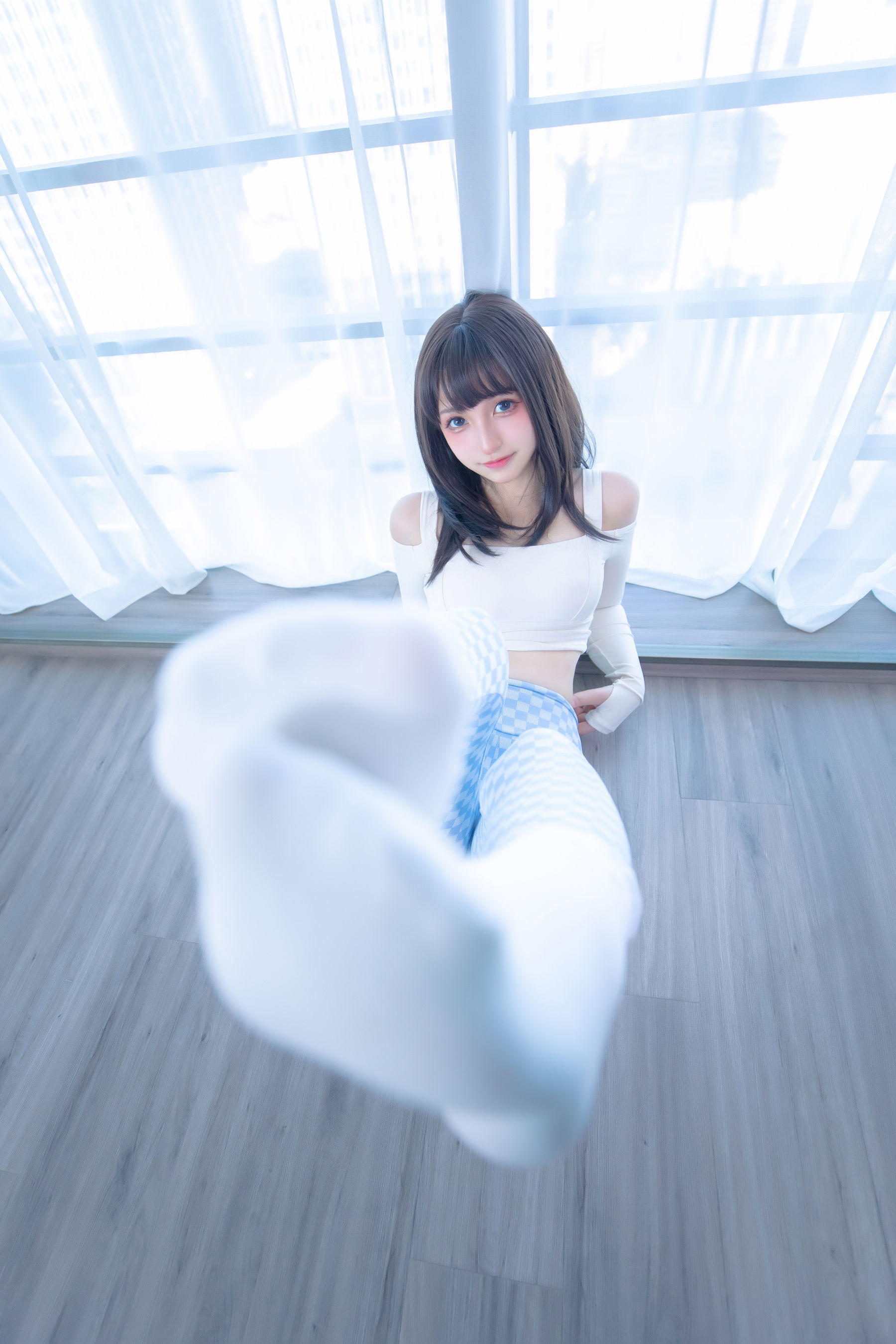 萝莉神楽板真冬 – 蓝白格 Cosplay-第46张