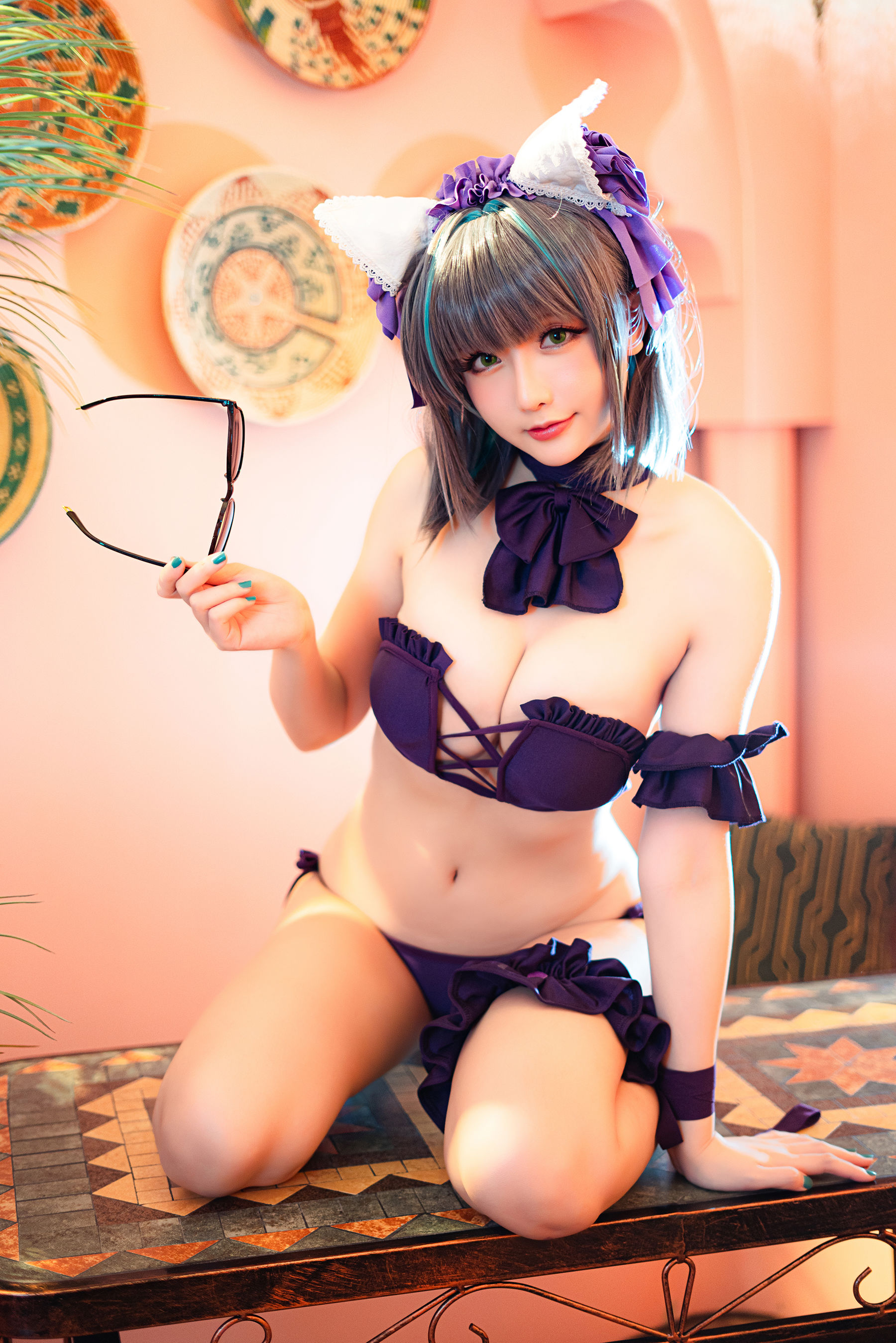 Coser小姐姐星之迟迟 – R-Maid《柴郡泳装》 Cosplay-第22张