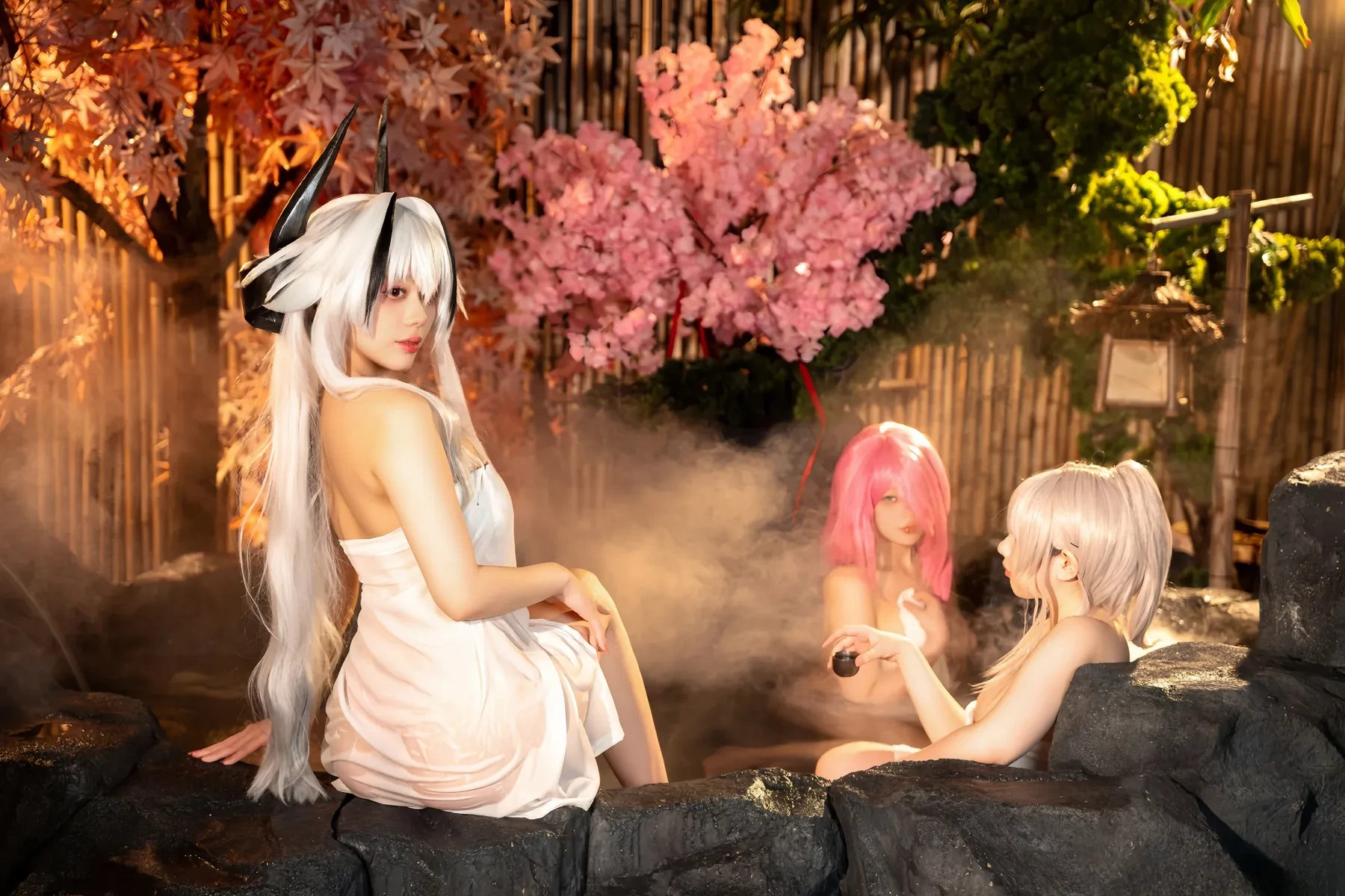 九言小瑶幺幺喜茶苍苍子 – 碧蓝 温泉之旅 Cosplay-第7张