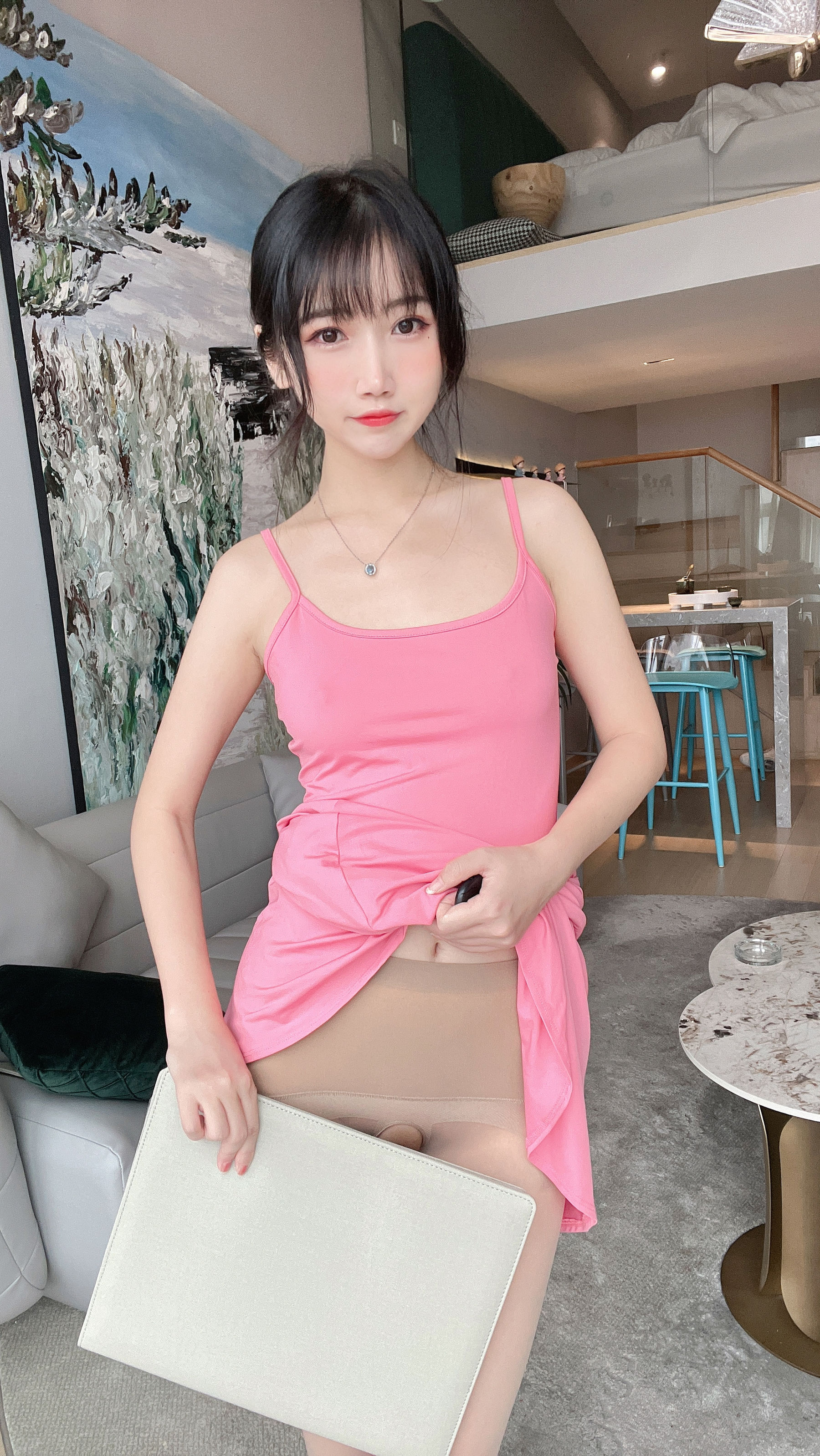 微博人气Coser不呆猫 – 浴室粉色激凸人妻 Cosplay-第24张