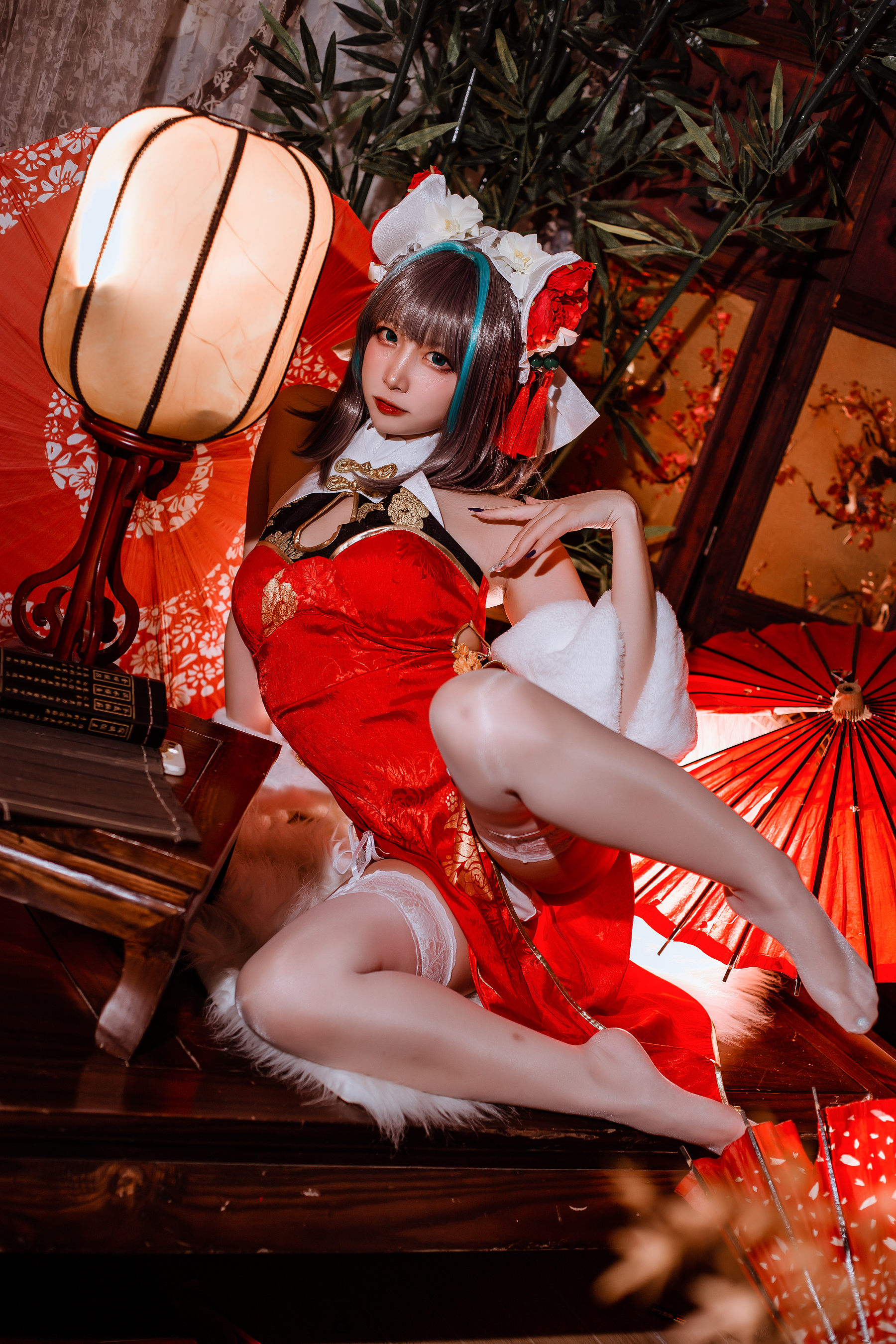 二佐Nisa – 碧蓝 柴郡旗袍 Cosplay-第18张