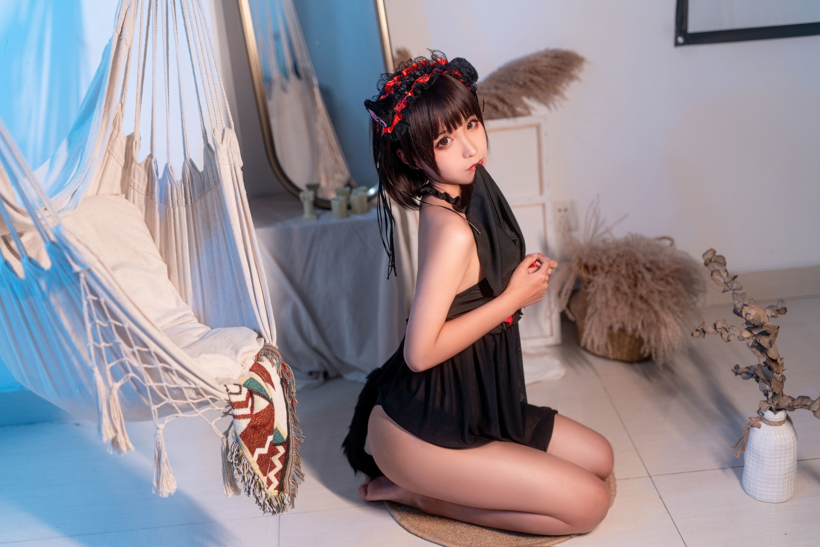 动漫博主蠢沫沫 黑睡裙 Cosplay-第7张