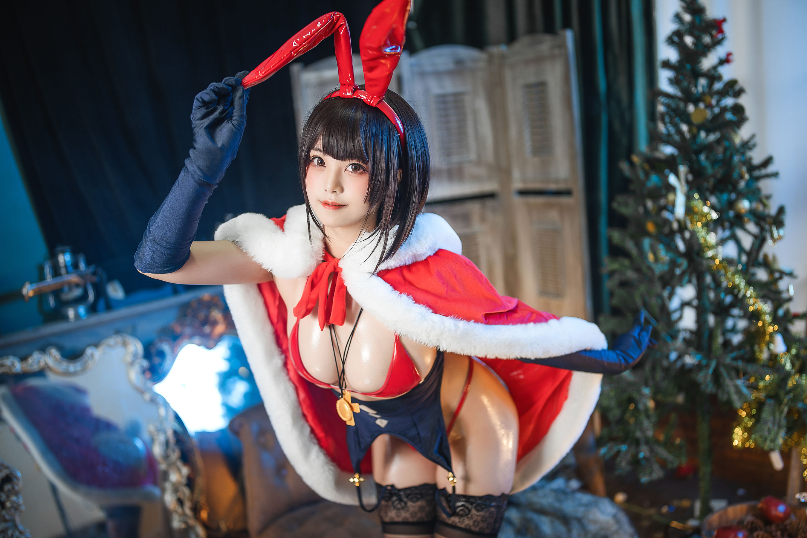 萌系小姐姐蜜汁猫裘 – 魔太郎圣诞 Cosplay-第4张