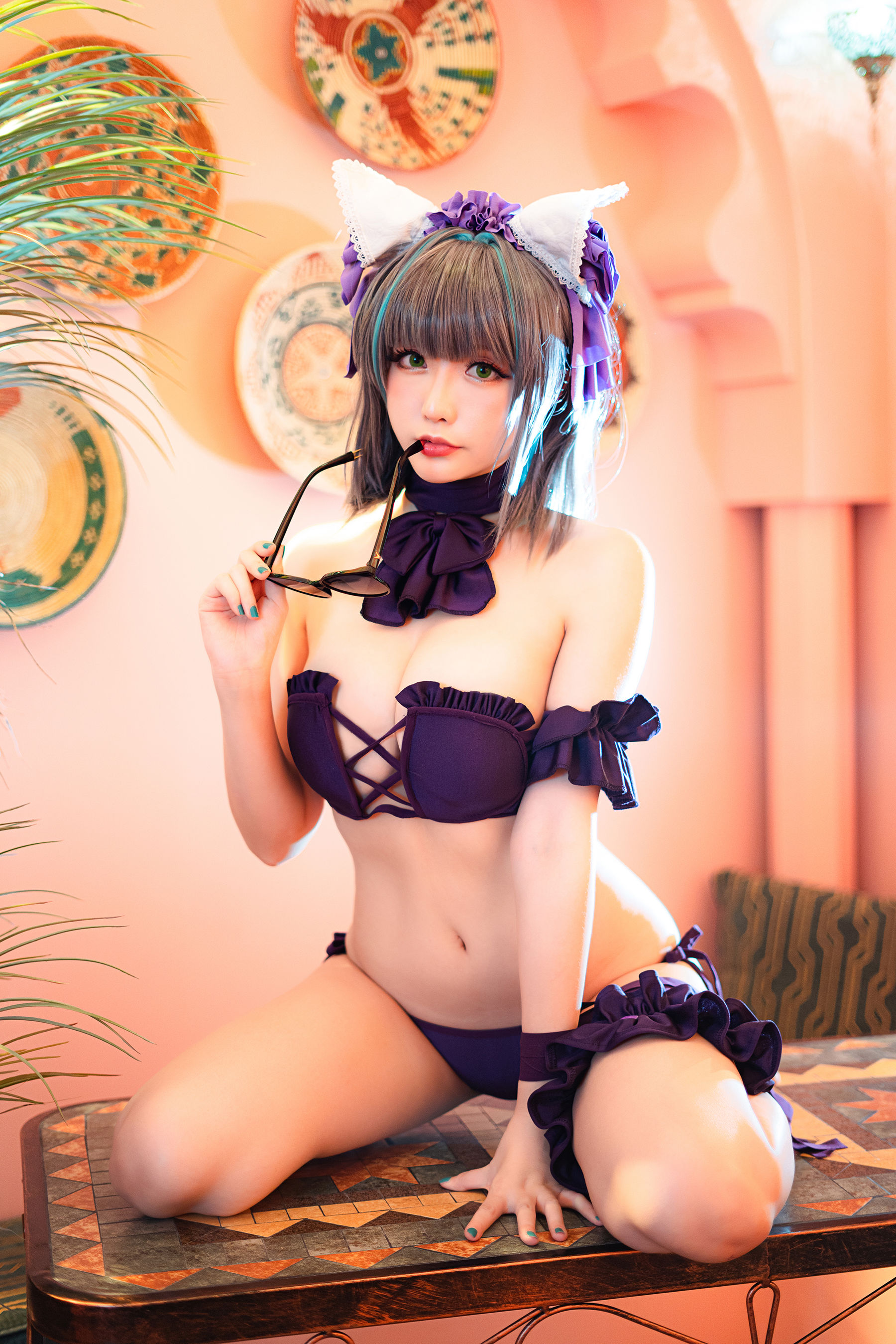 Coser小姐姐星之迟迟 – R-Maid《柴郡泳装》 Cosplay-第23张