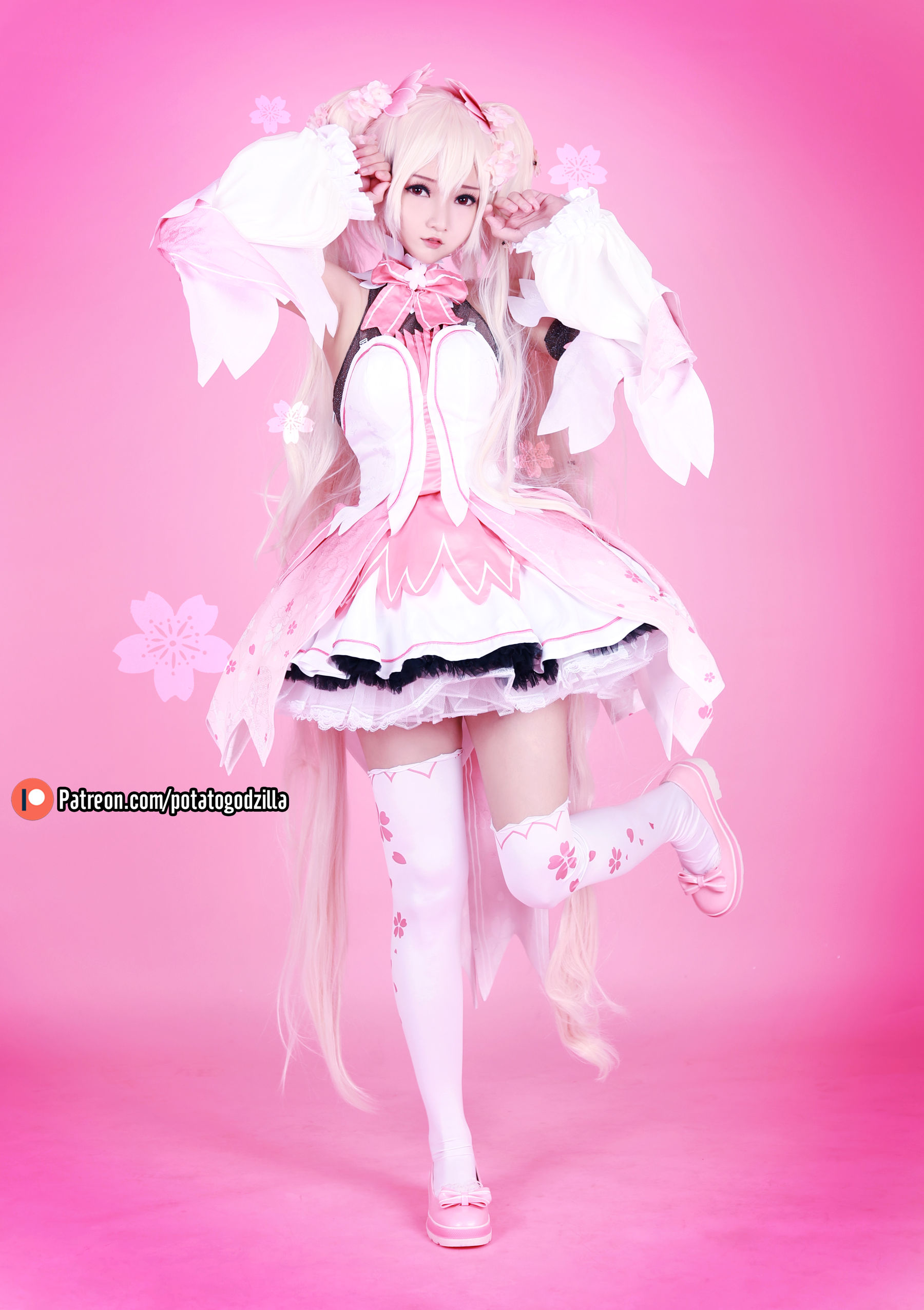 Coser小姐姐Potato Godzilla – Sakura Miku Cosplay-第41张