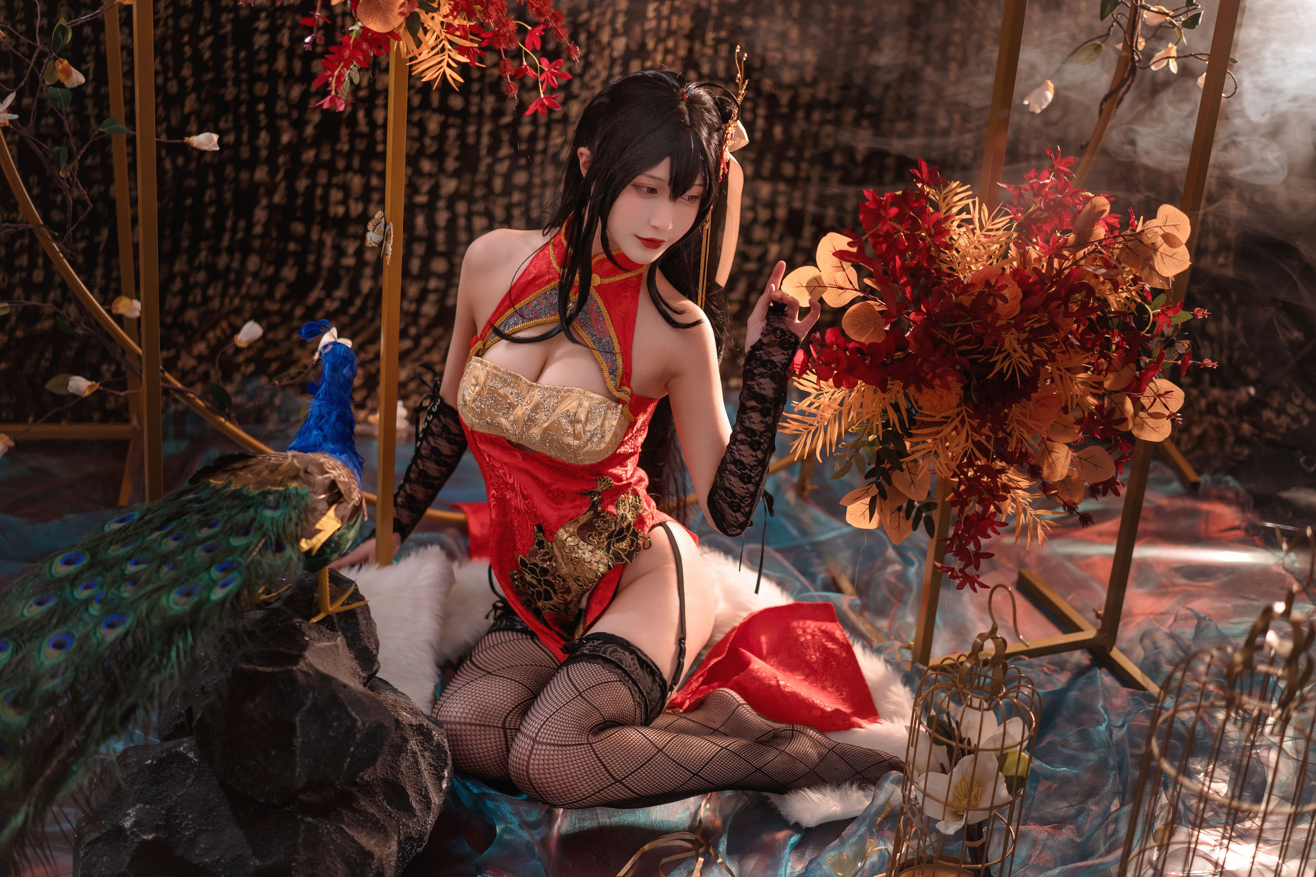 动漫博主铁板烧鬼舞w – 大凤旗袍 Cosplay-第10张