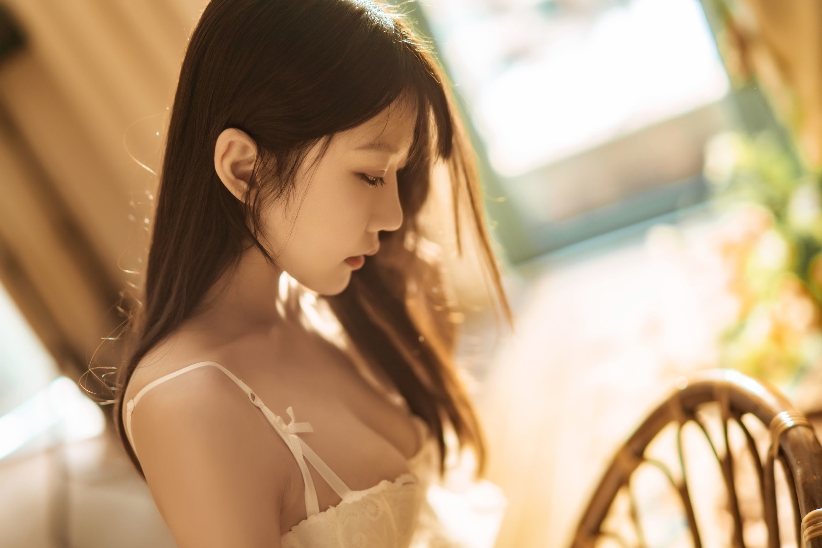 香草喵露露 – 室内白色蕾丝 Cosplay-第12张