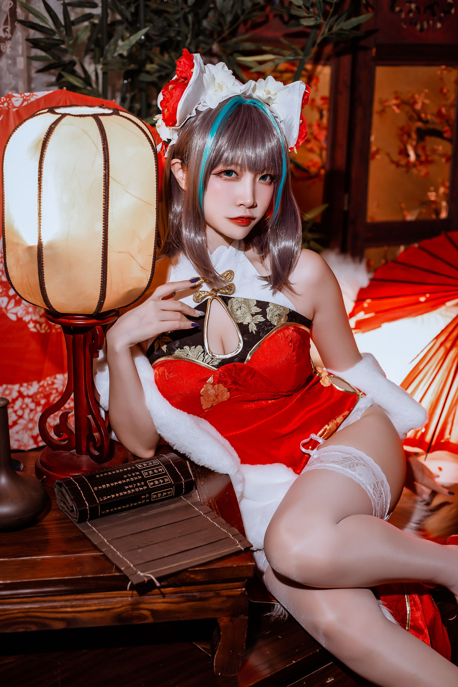 二佐Nisa – 碧蓝 柴郡旗袍 Cosplay-第3张