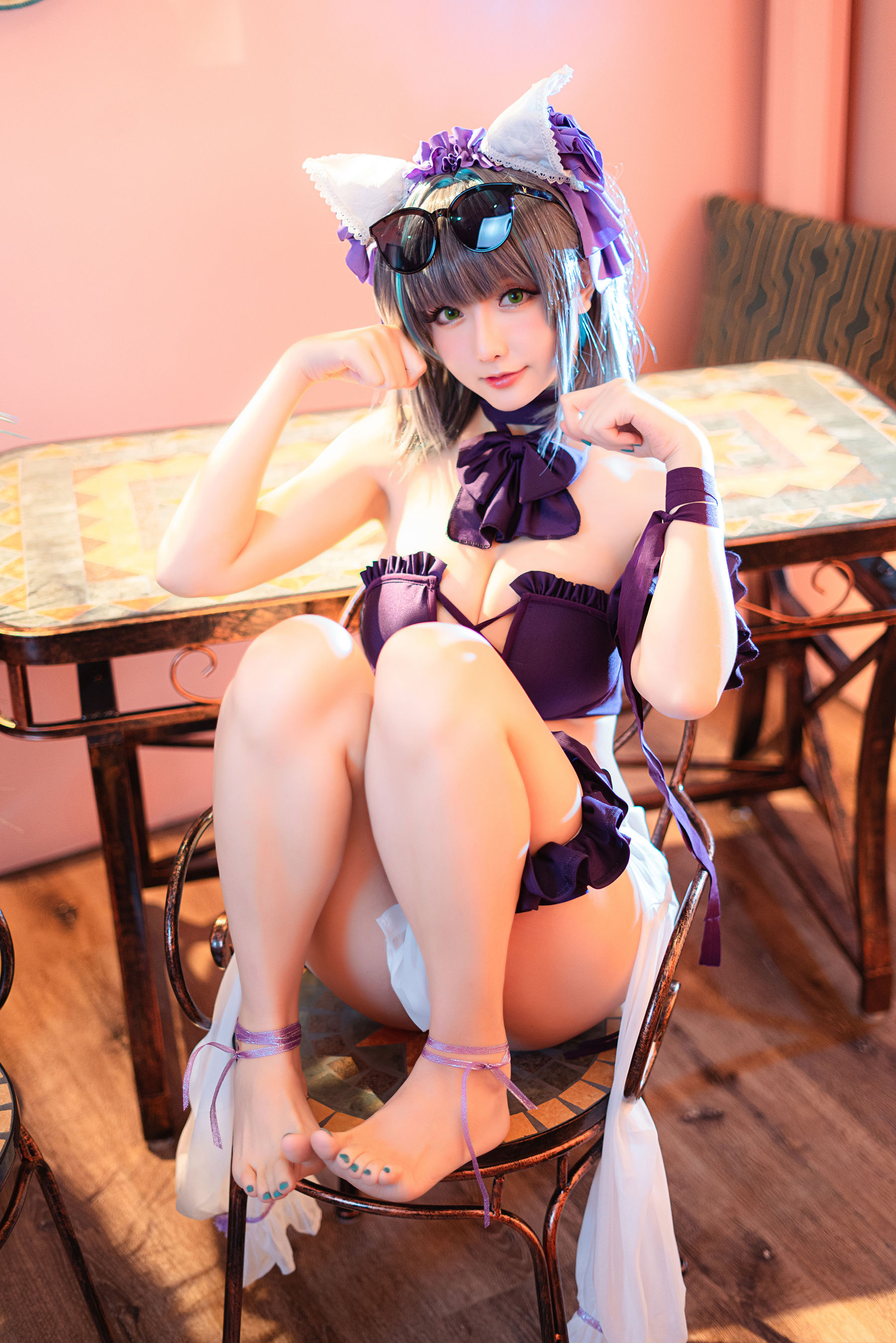 Coser小姐姐星之迟迟 – R-Maid《柴郡泳装》 Cosplay-第34张