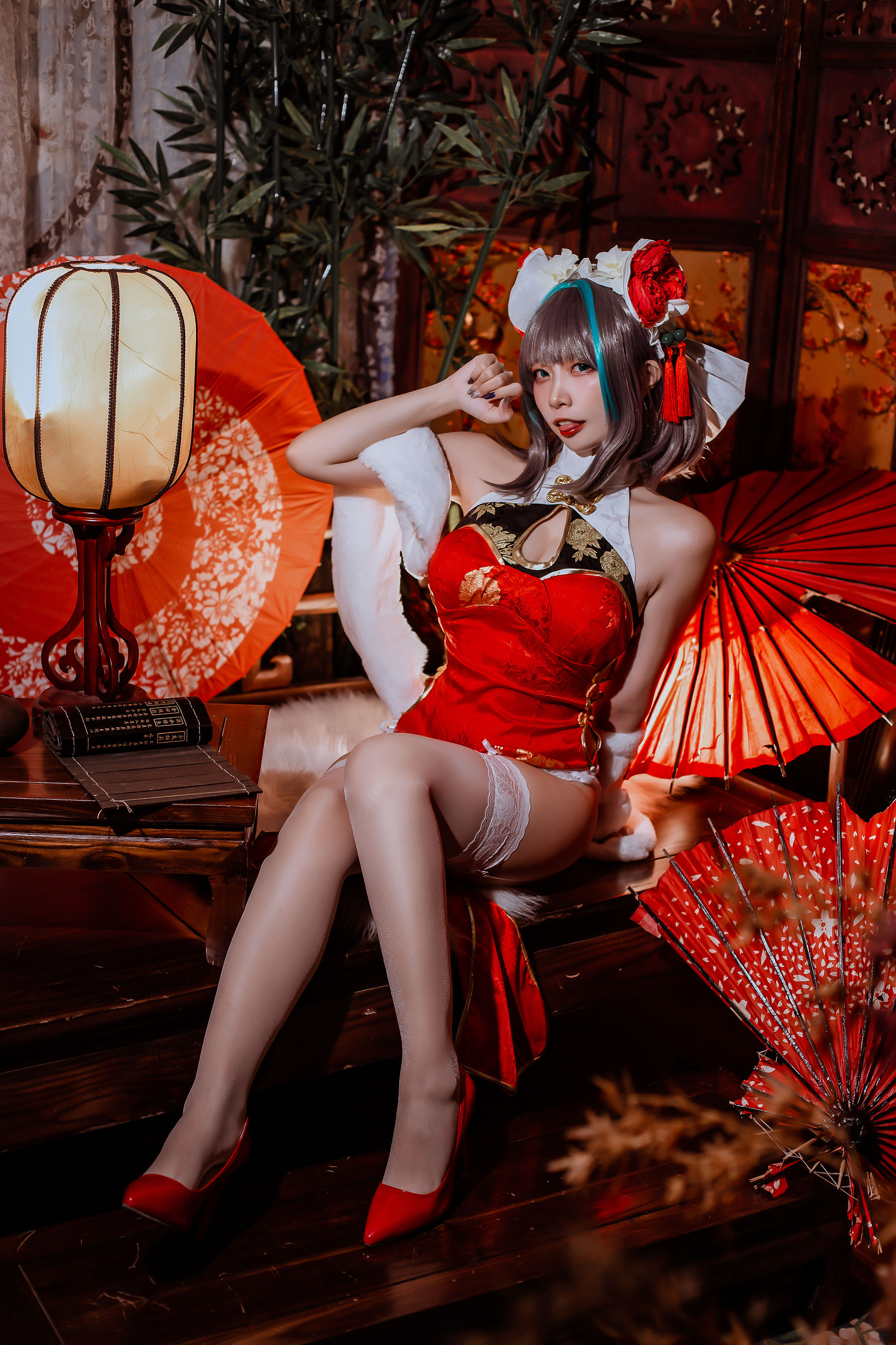 二佐Nisa – 碧蓝 柴郡旗袍 Cosplay-第32张