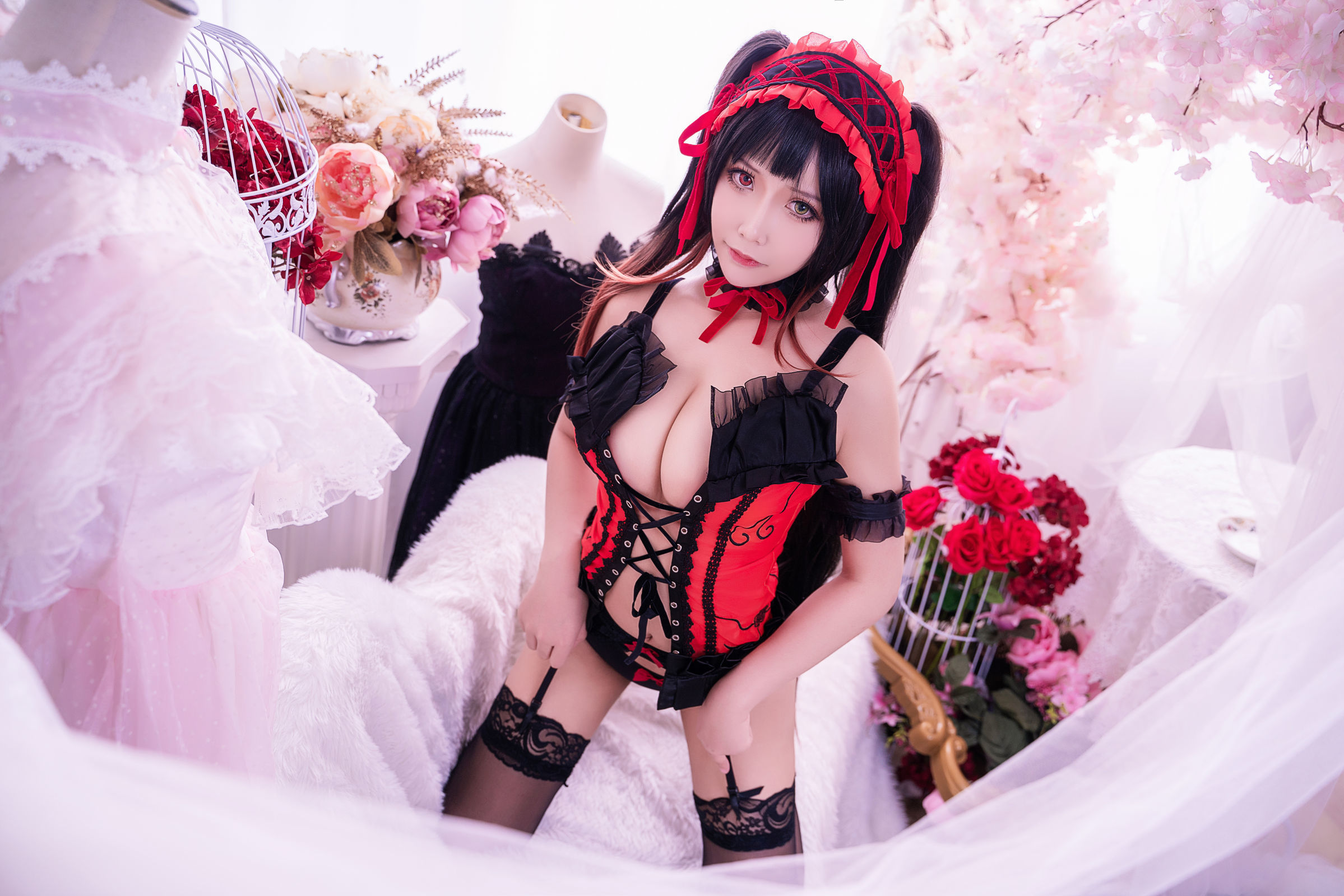 [萝莉COS] 二次元妹子抱走莫子aa – 狂三 黑色蕾丝 Cosplay-第6张