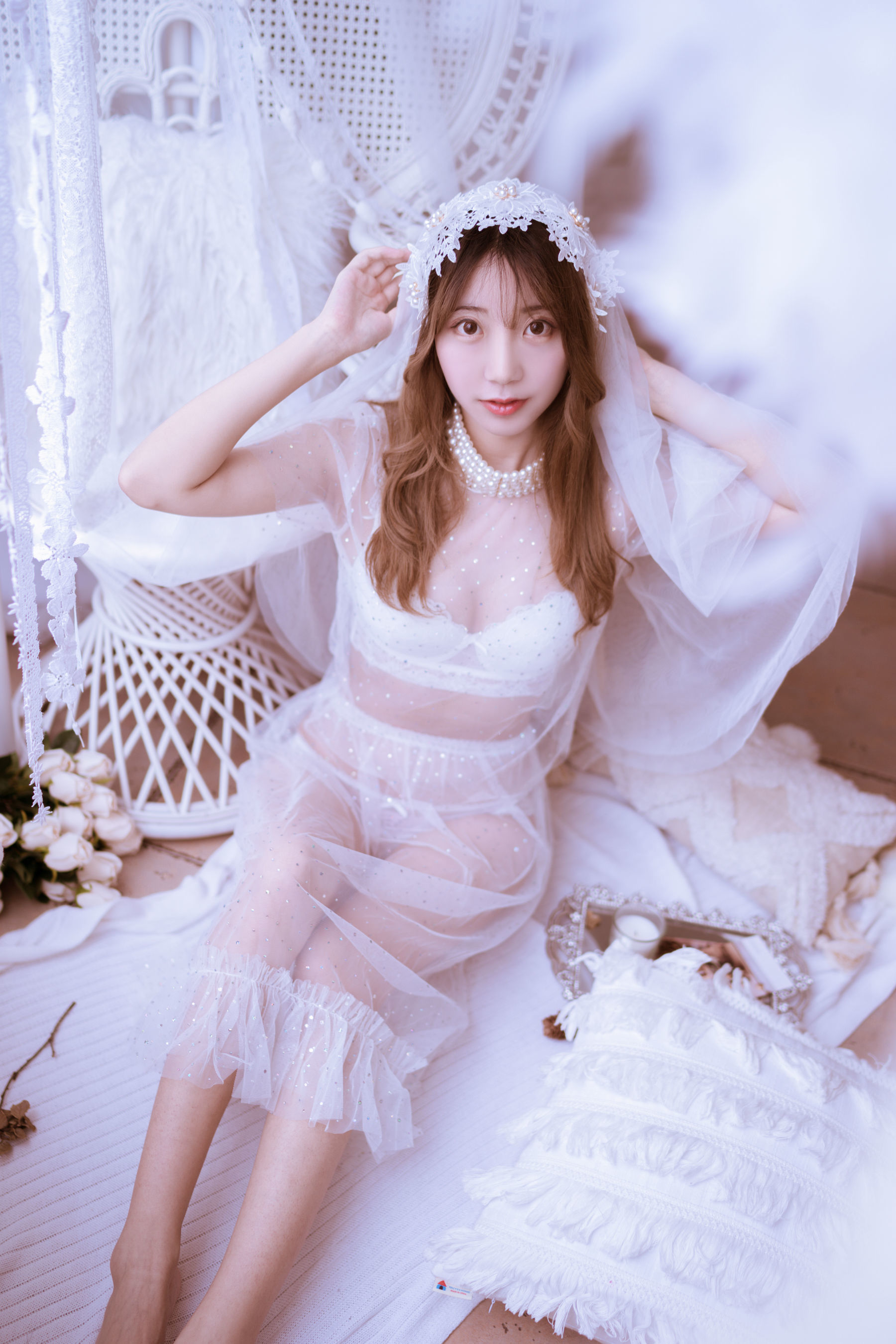 [萝莉COS] 黑川 – 年上彼女 婚纱+毛衣 Cosplay-第7张