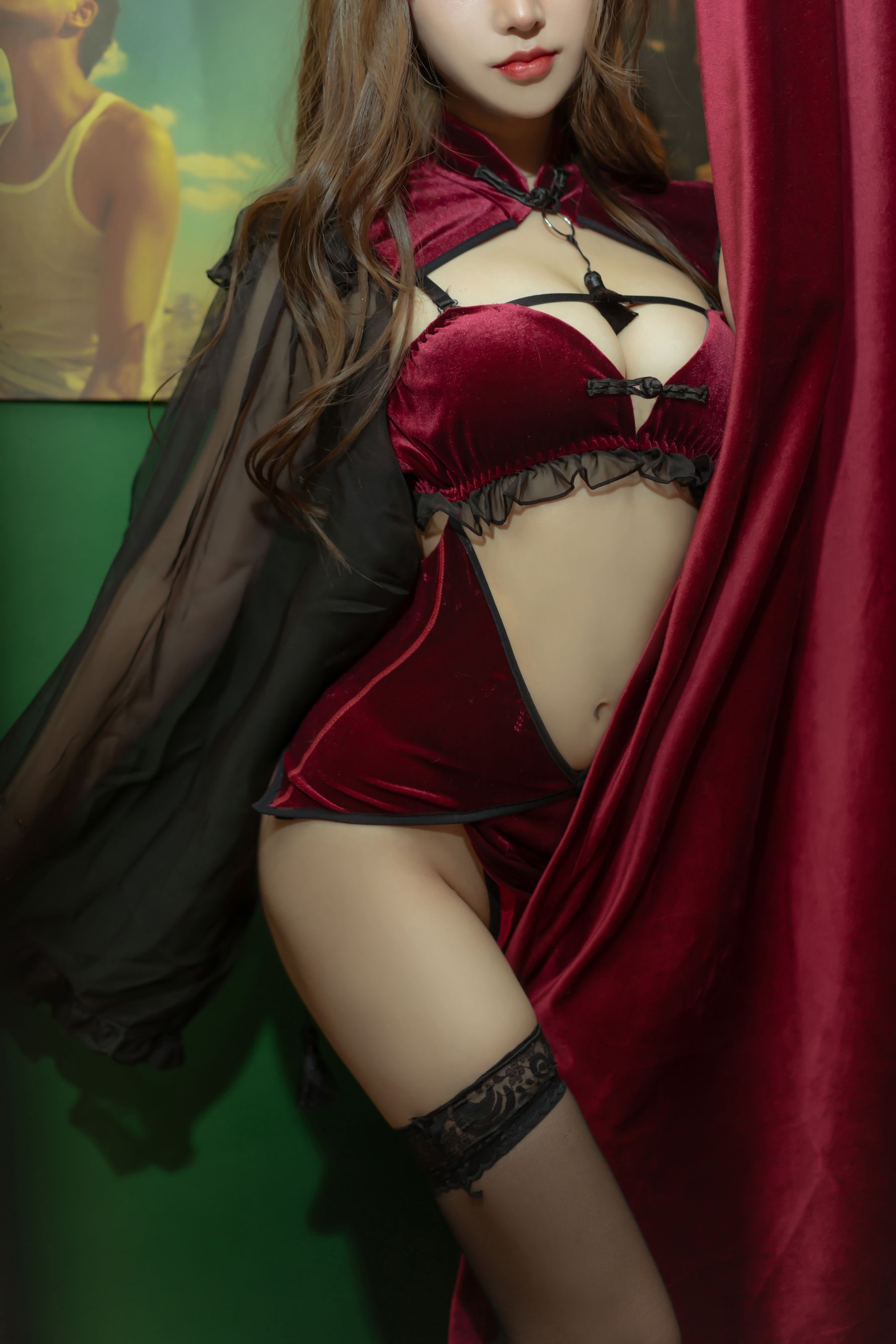 斗鱼米线线sama – 红丝绒旗袍 Cosplay-第21张