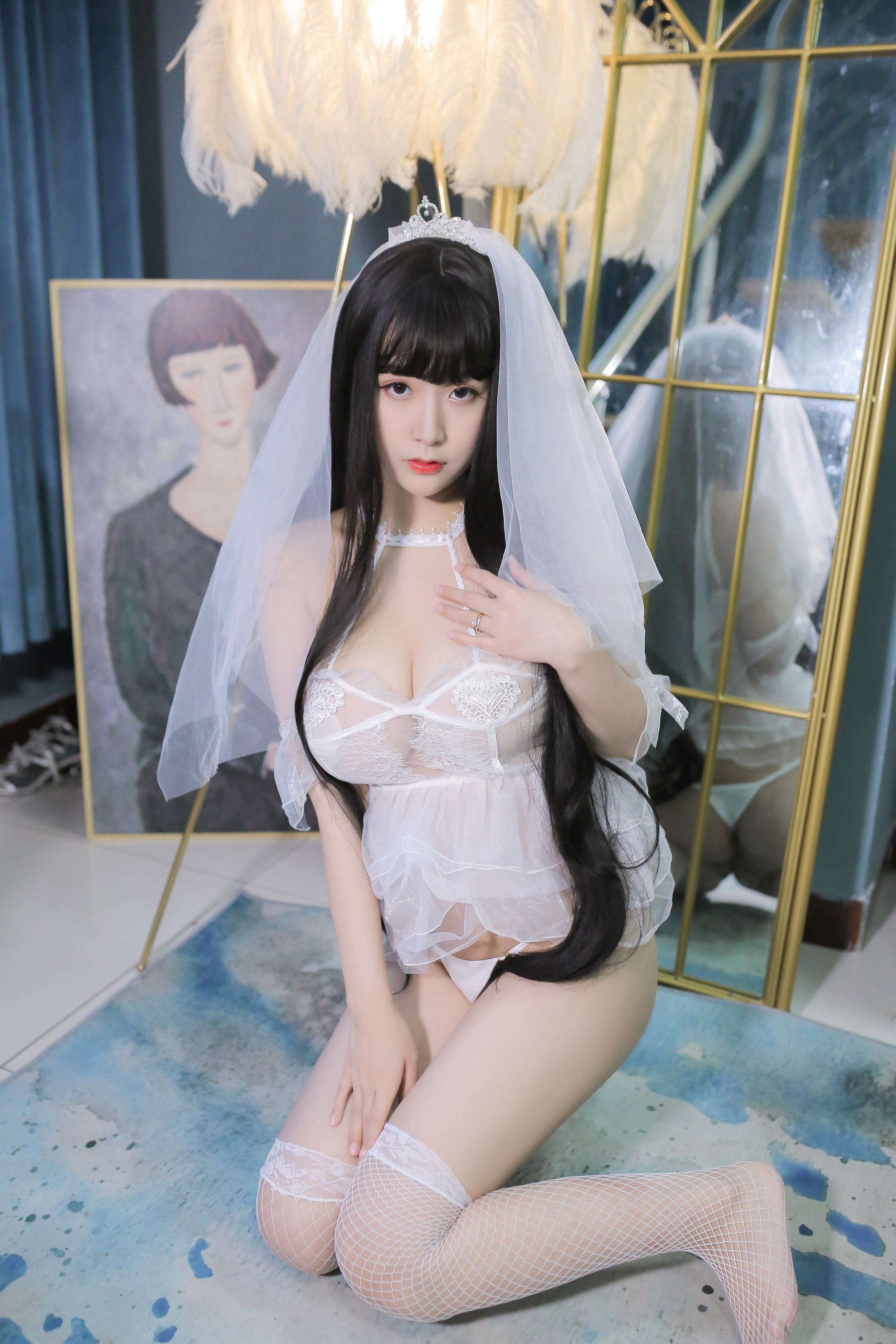 巨乳猫九酱Sakura – 长发婚纱 Cosplay-第19张