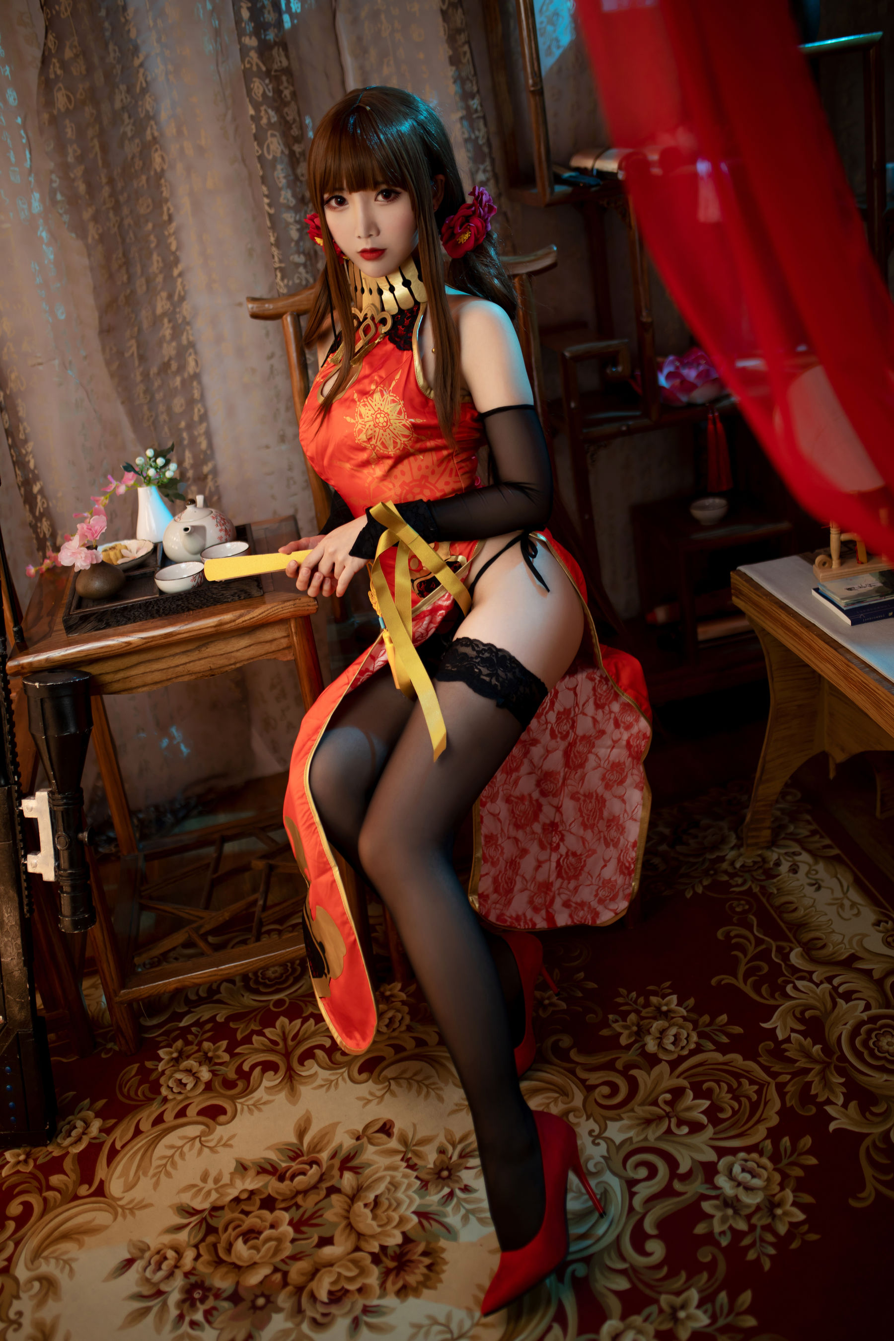 可爱人气Coser面饼仙儿 – DSR50 红牡丹 Cosplay-第29张