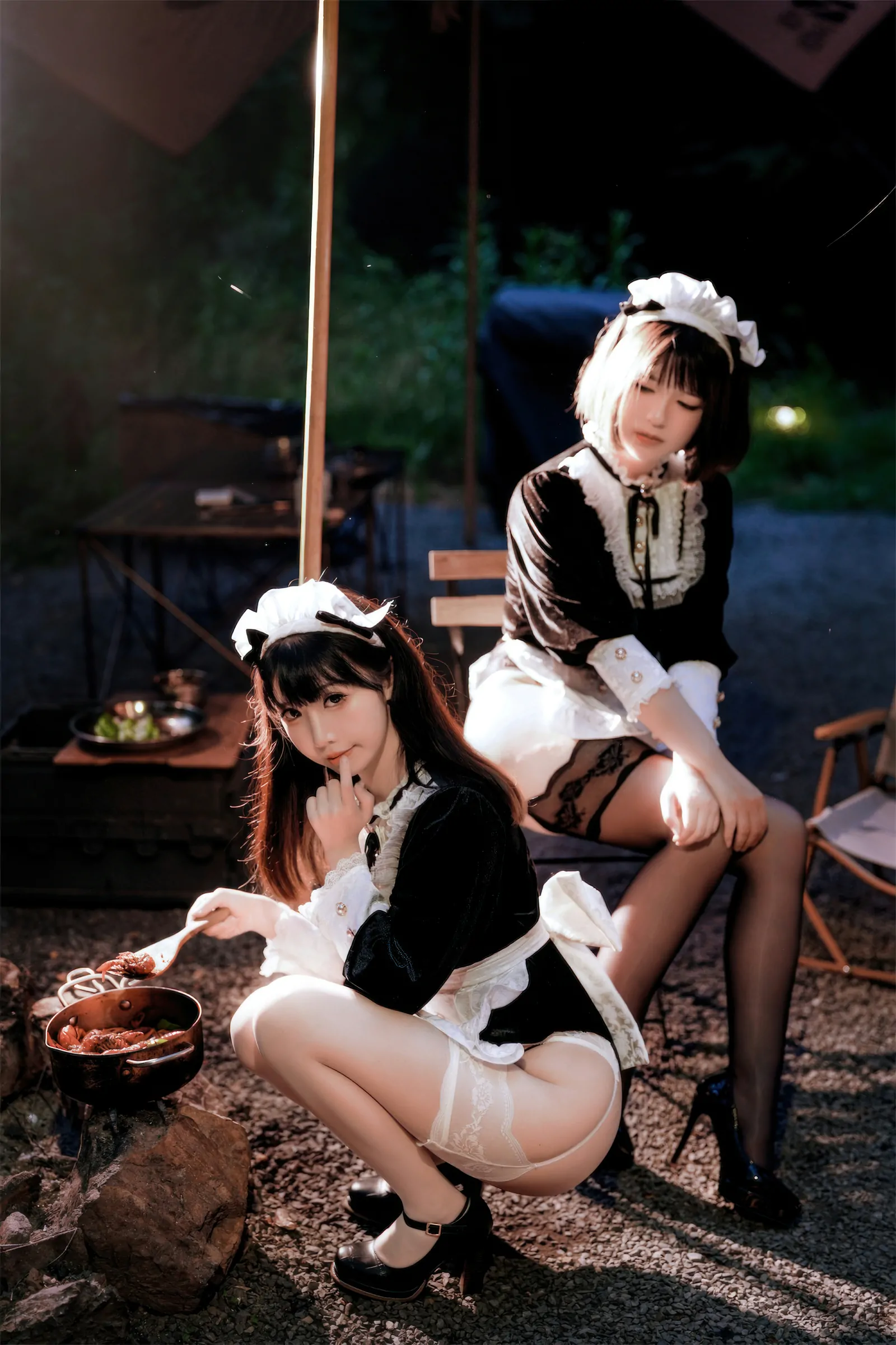 半半子面饼仙儿 – メイド姉妹 Cosplay-第37张