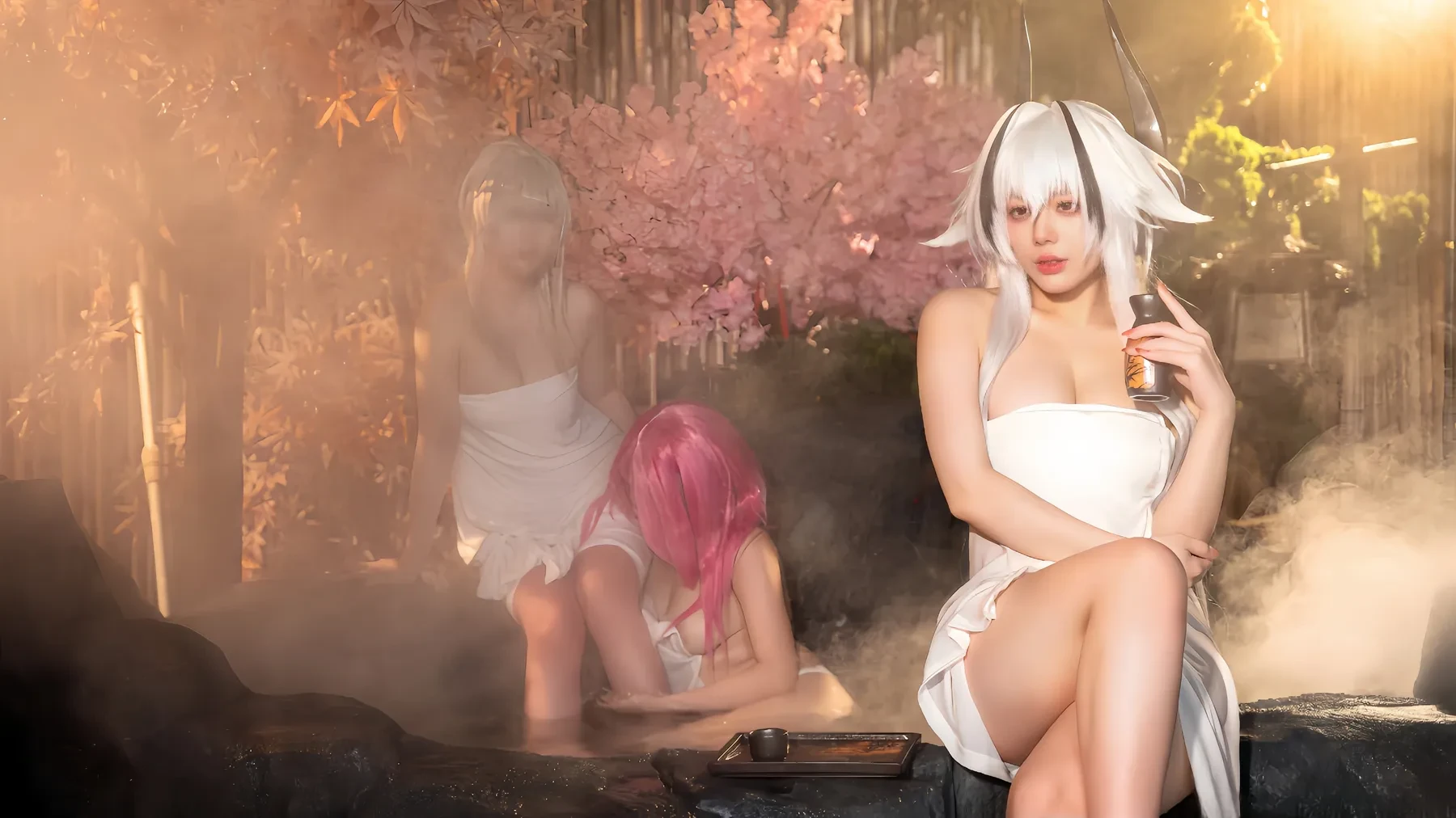 九言小瑶幺幺喜茶苍苍子 – 碧蓝 温泉之旅 Cosplay-第12张